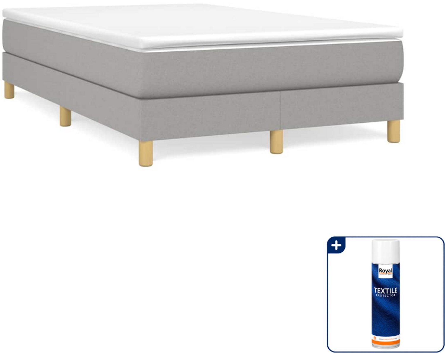 vidaXL boxspring met matras 120 x 200 cm - lichtgrijs - Inclusief textielbeschermer 500 ml
