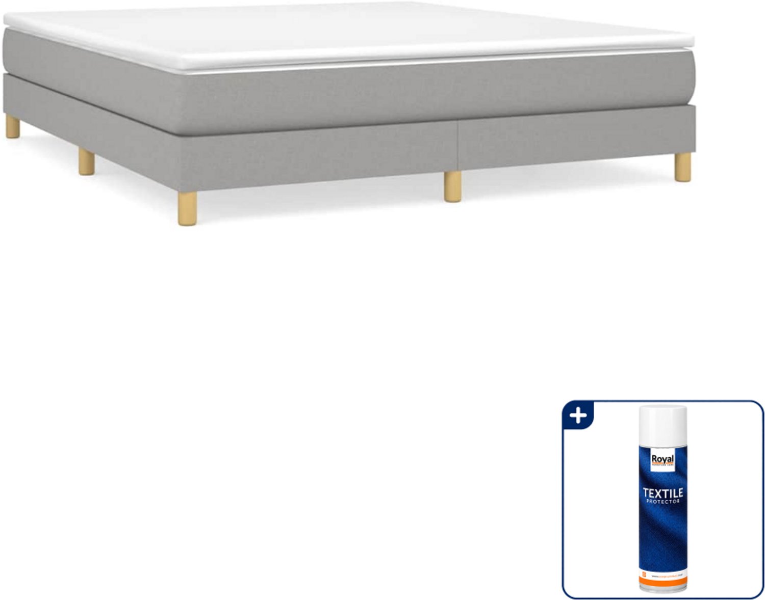 vidaXL boxspring met matras - Queensize - 160 x 200 cm - lichtgrijs - Inclusief textielbeschermer 500 ml
