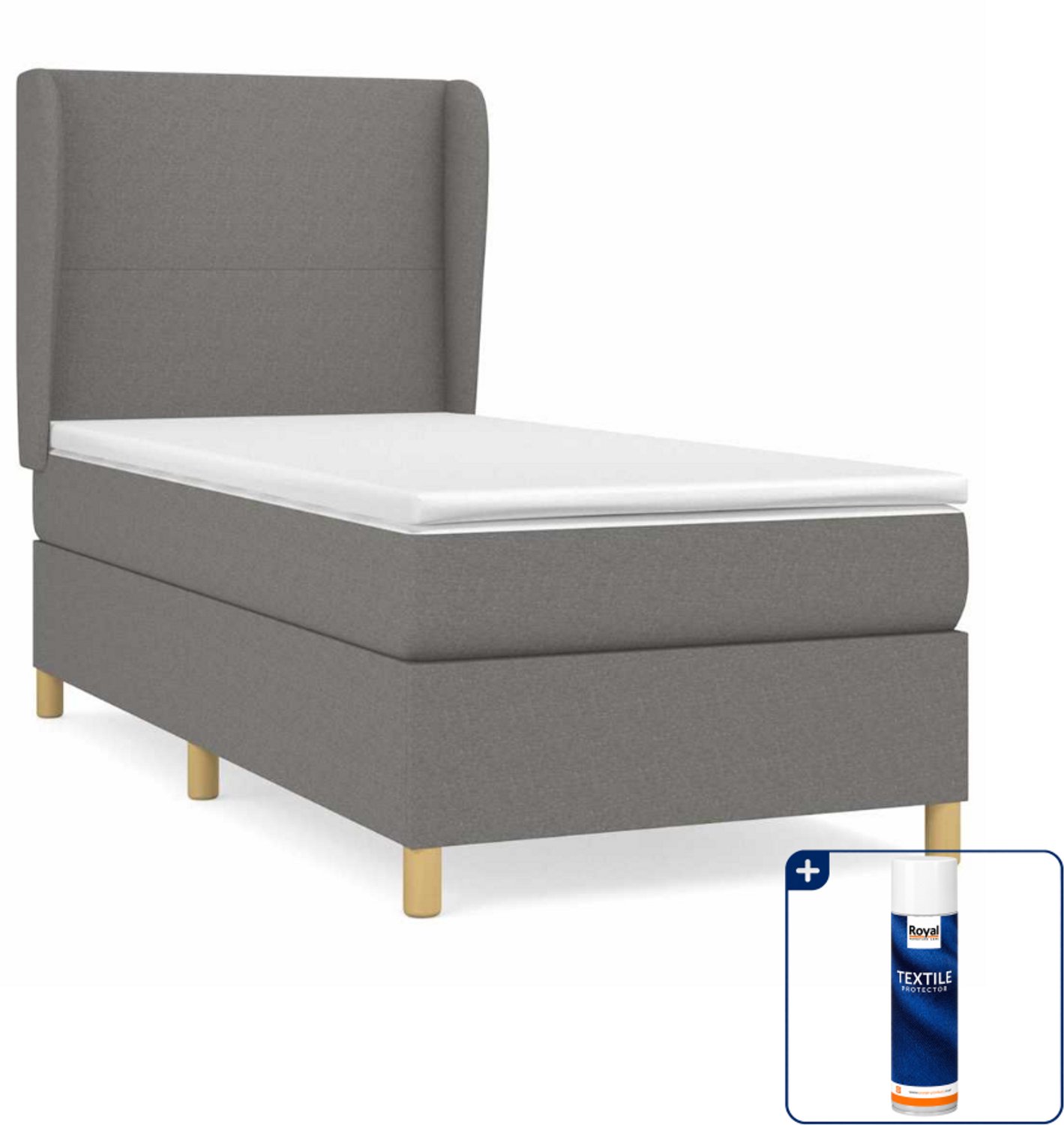 vidaXL Boxspring 100 x 200 cm - donkergrijs - Inclusief textielbeschermer 500 ml