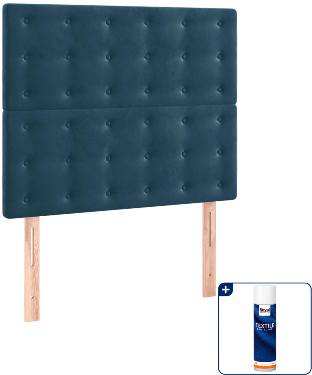 vidaXL boxspring met matras 120 x 190 cm - fluweel - donkerblauw - Inclusief textielbeschermer 500 ml