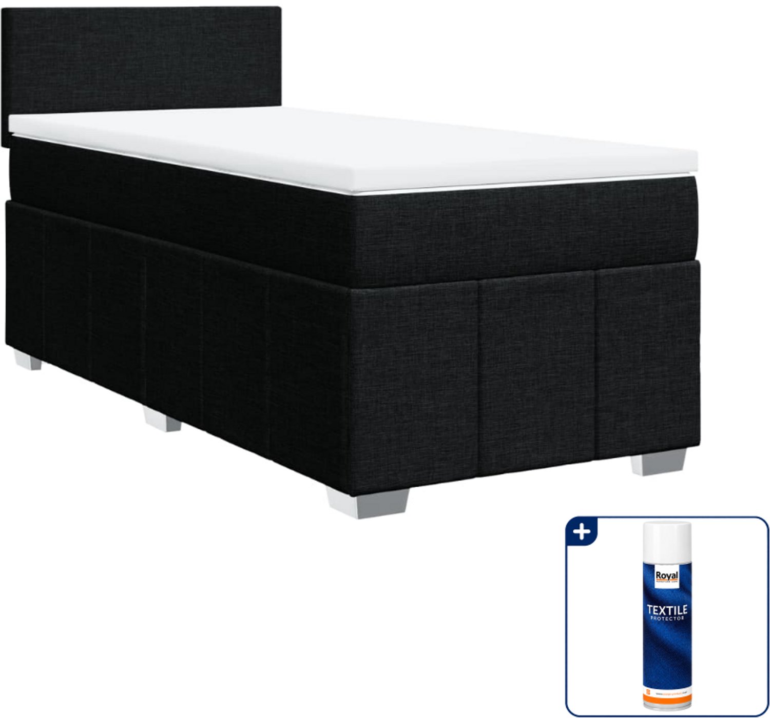 vidaXL boxspring met matras 100 x 200 cm - zwart - Inclusief textielbeschermer 500 ml