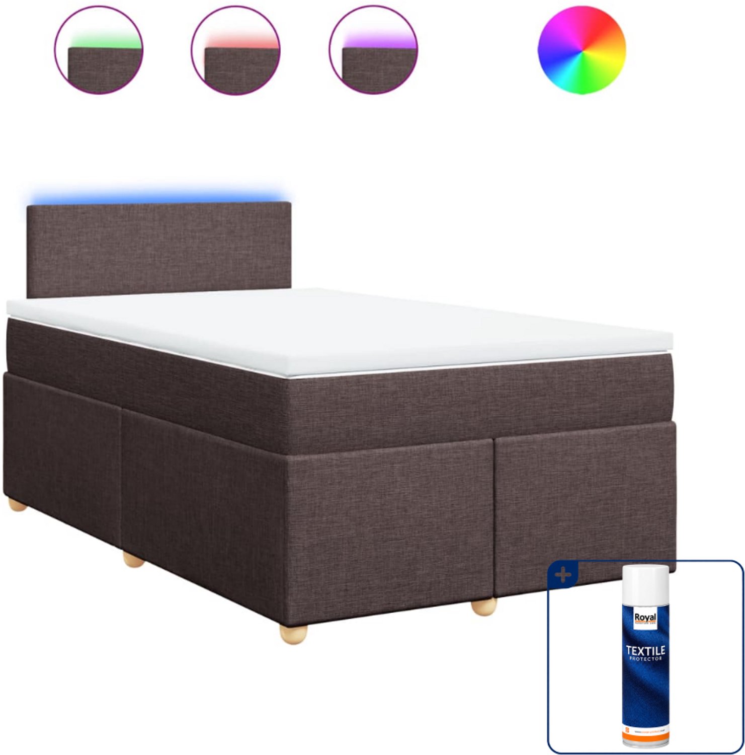 vidaXL Boxspring met matras - 120 x 190 cm - donkerbruin - Inclusief textielbeschermer 500 ml