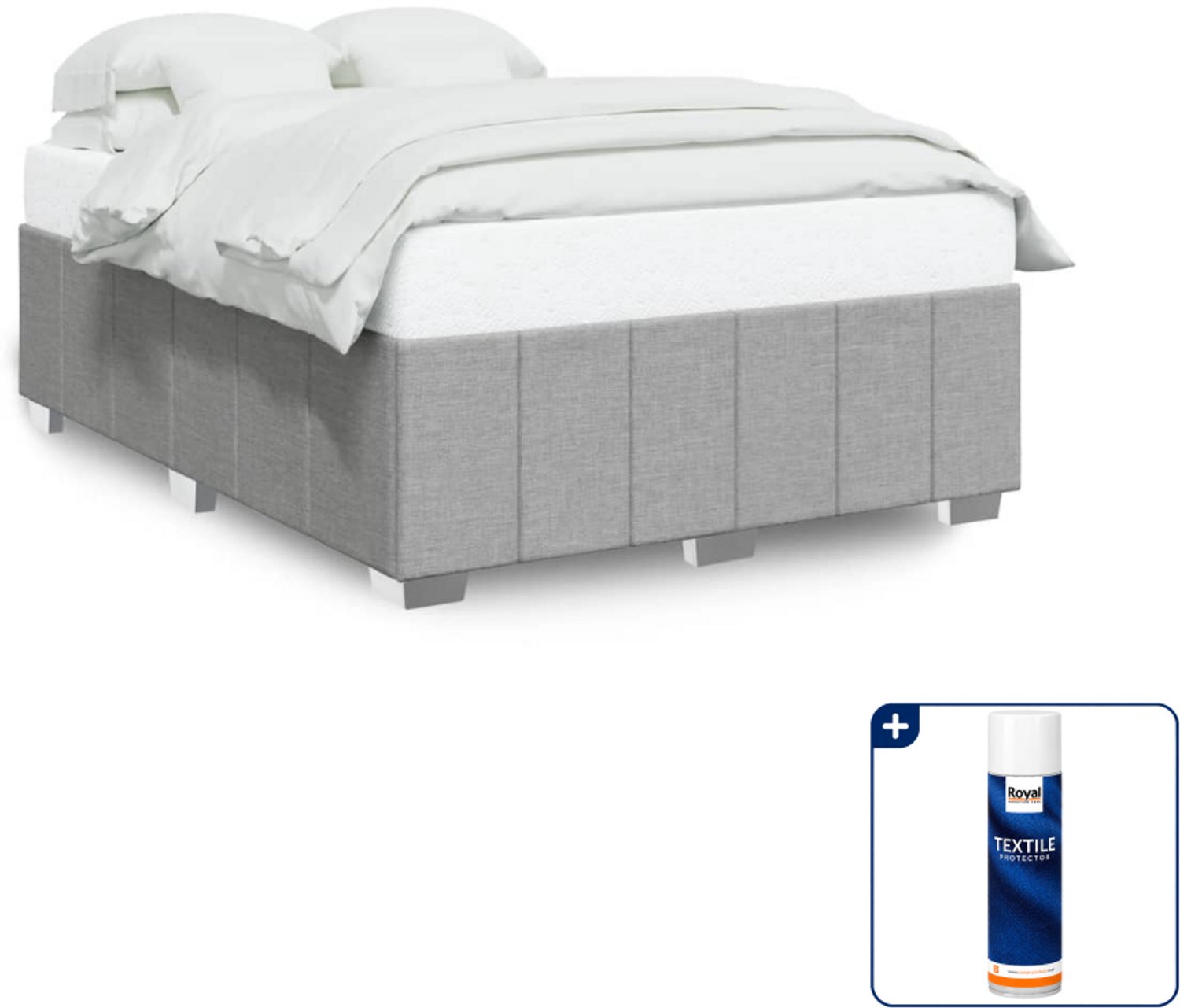 vidaXL bedframe - Small double 140 x 200 cm - lichtgrijs - Inclusief textielbeschermer 500 ml