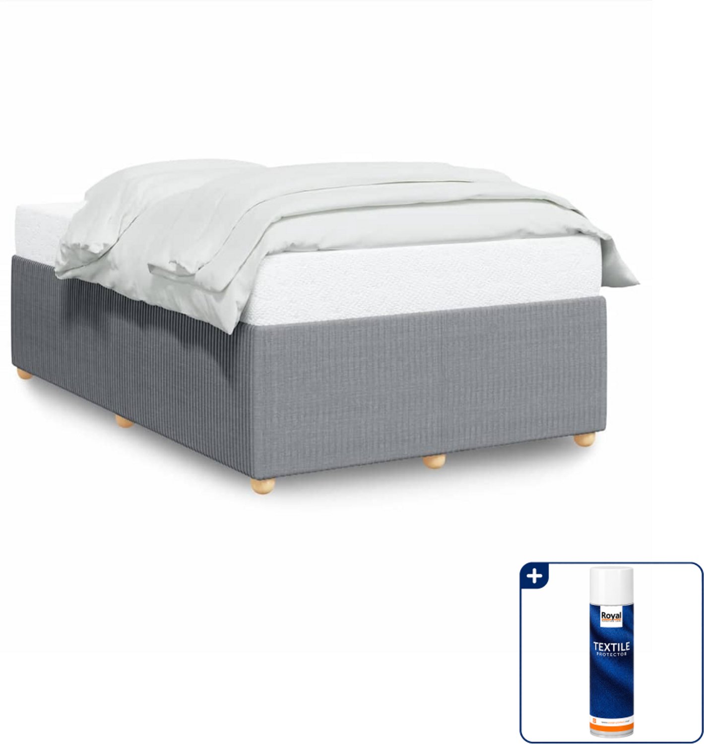 vidaXL Bedframe 120 x 190 cm - stof - lichtgrijs - Inclusief textielbeschermer 500 ml