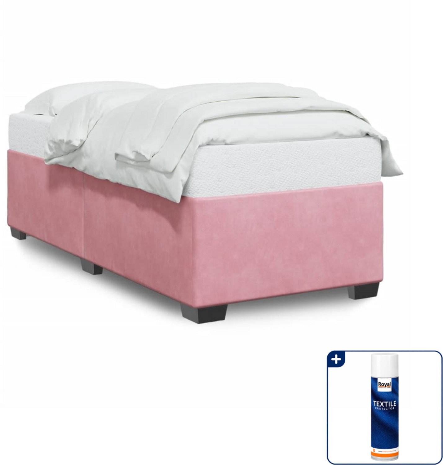 vidaXL bedframe - 90 x 190 cm - fluweel - roze - Inclusief textielbeschermer 500 ml Blauw
