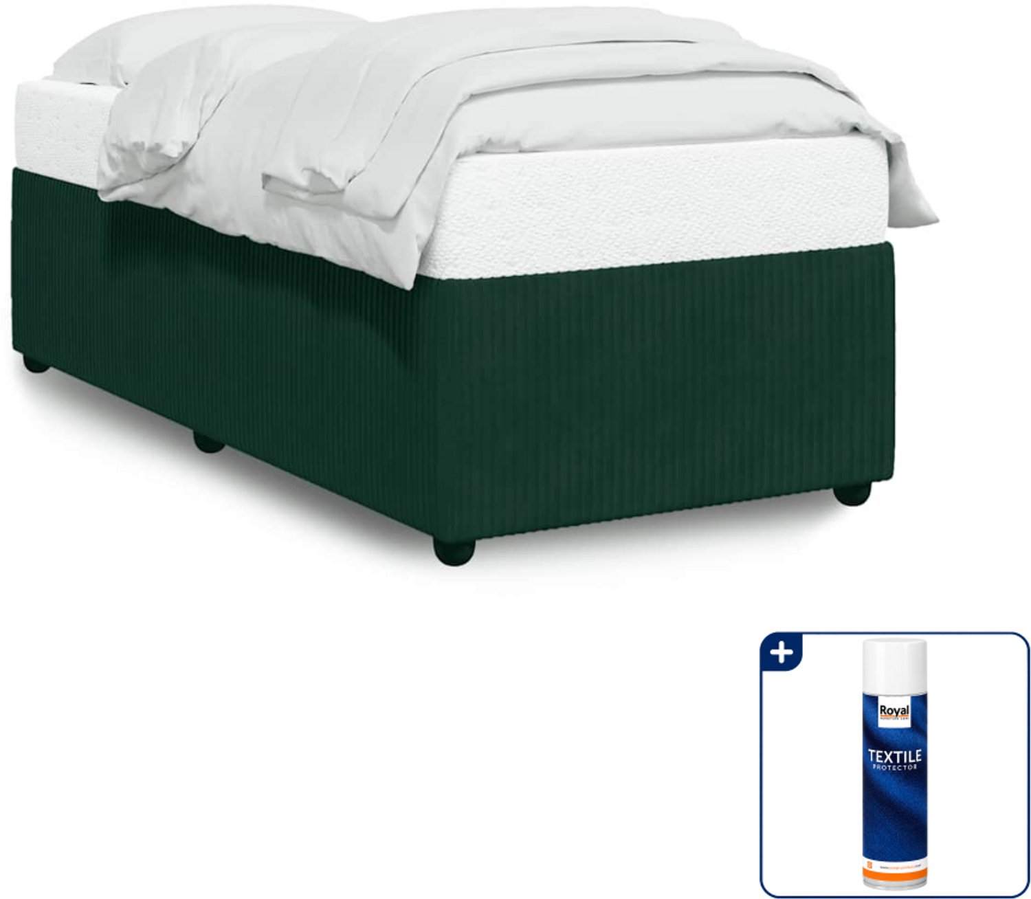 vidaXL Bedframe - 100 x 200 cm - fluweel - donkergroen - Inclusief textielbeschermer 500 ml
