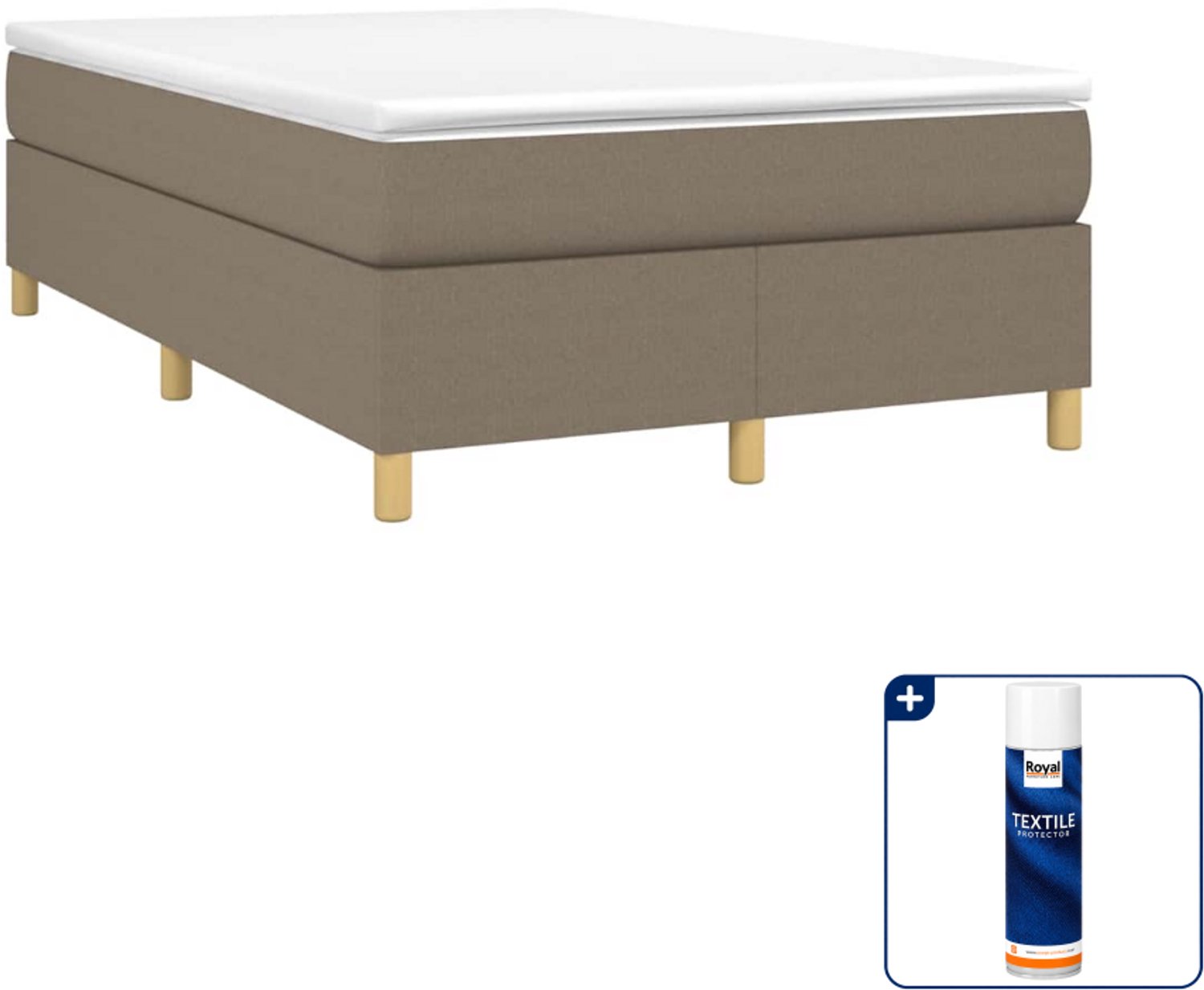 vidaXL boxspring met matras 120 x 190 cm - stof - taupe - Inclusief textielbeschermer 500 ml