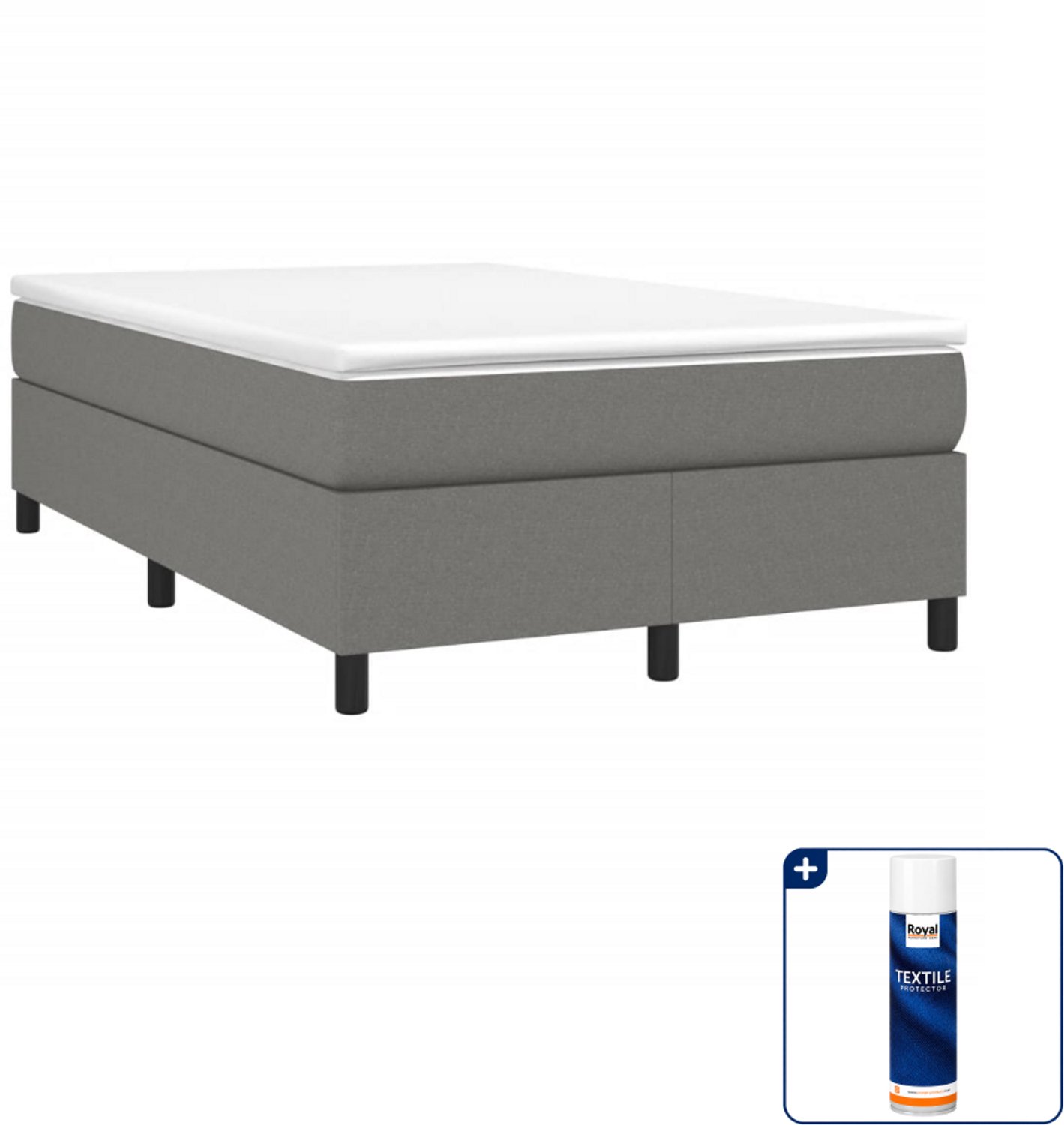 vidaXL boxspring met matras 120 x 190 cm - stof - donkergrijs - Inclusief textielbeschermer 500 ml