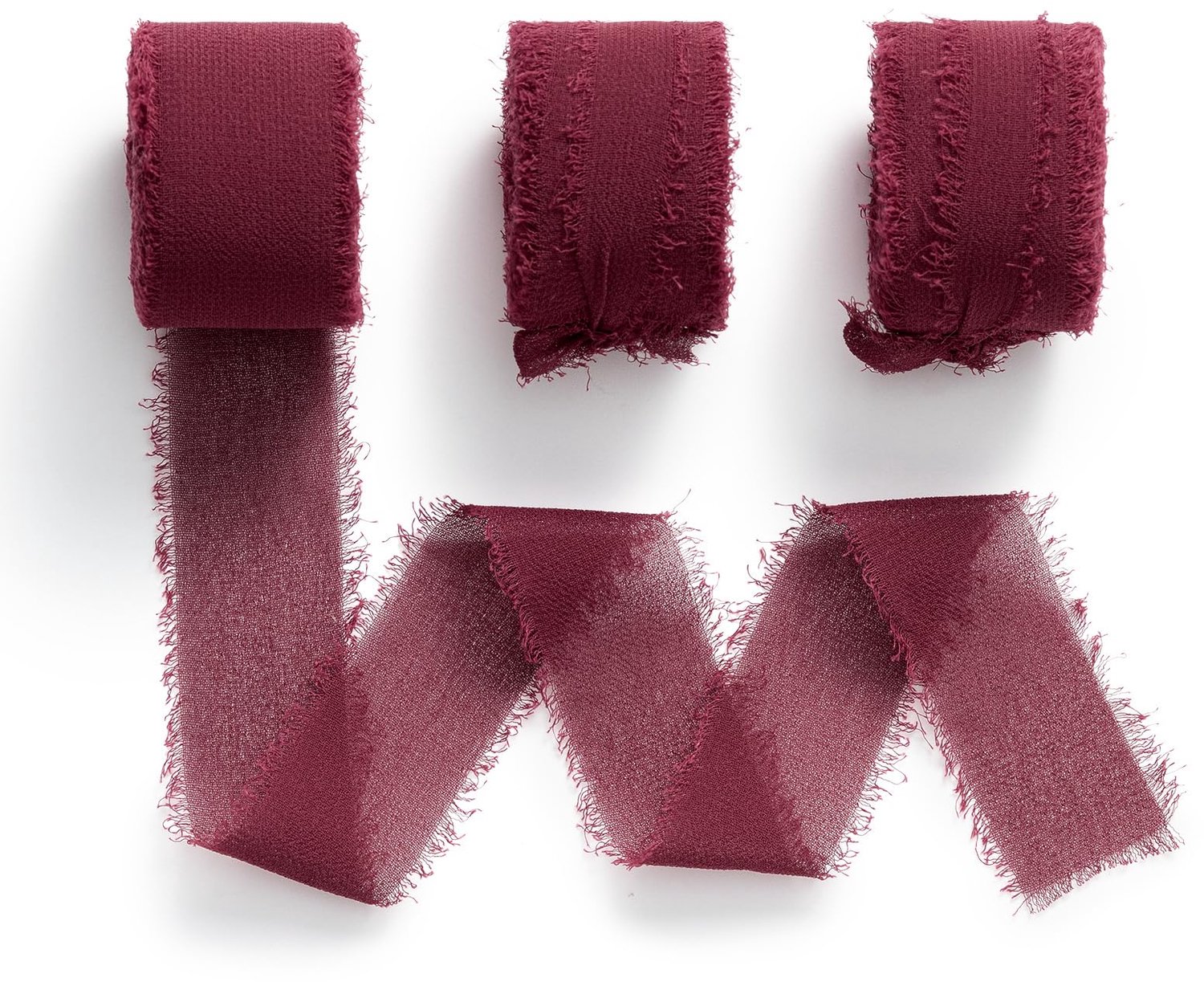 Chiffon lint - Rood - 3 rollen van 2,5 cm x 6,4 m