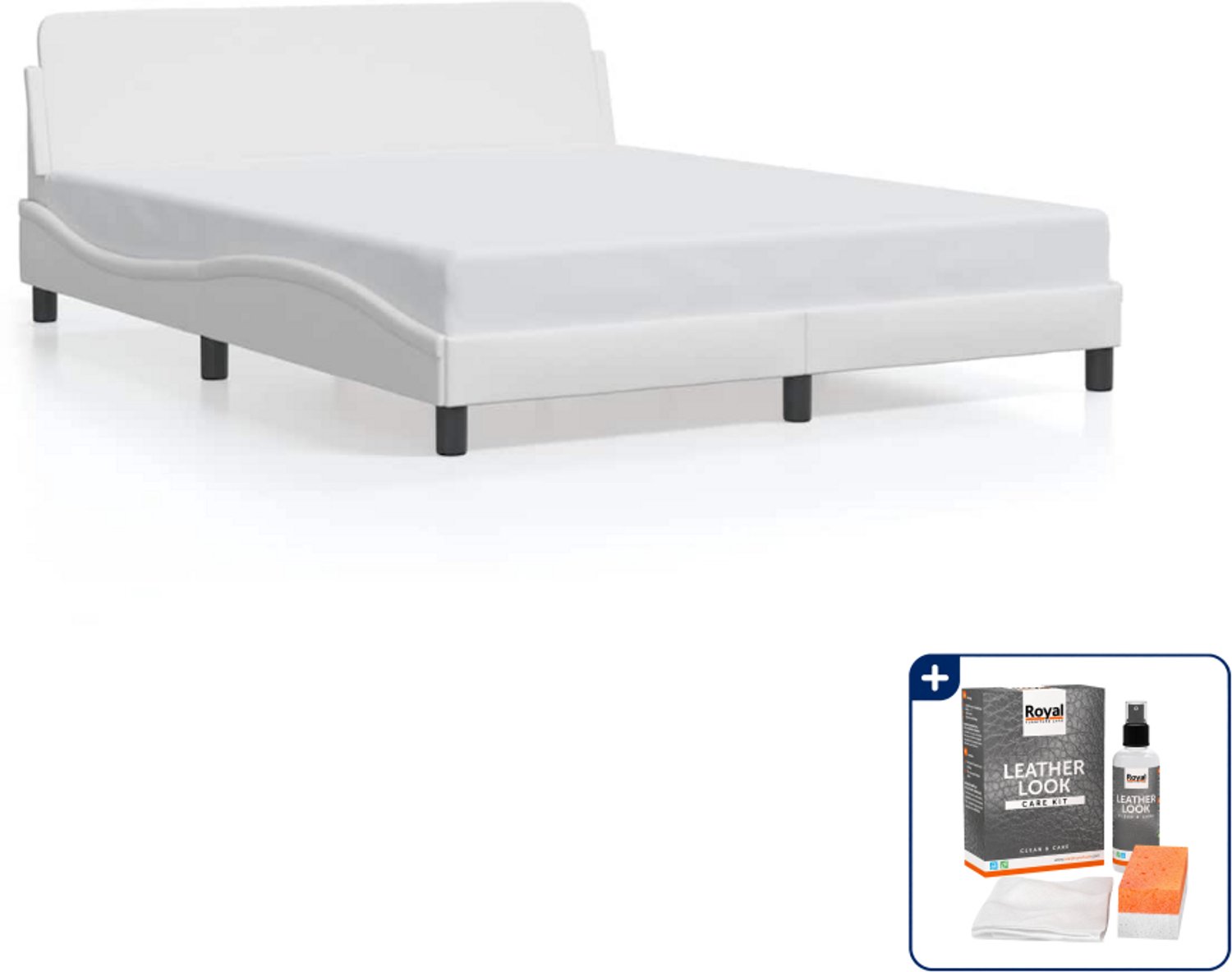 vidaXL bedframe Dover - Queensize - 160 x 200 cm - wit - Inclusief onderhoudsset voor kunstleer 150 ml