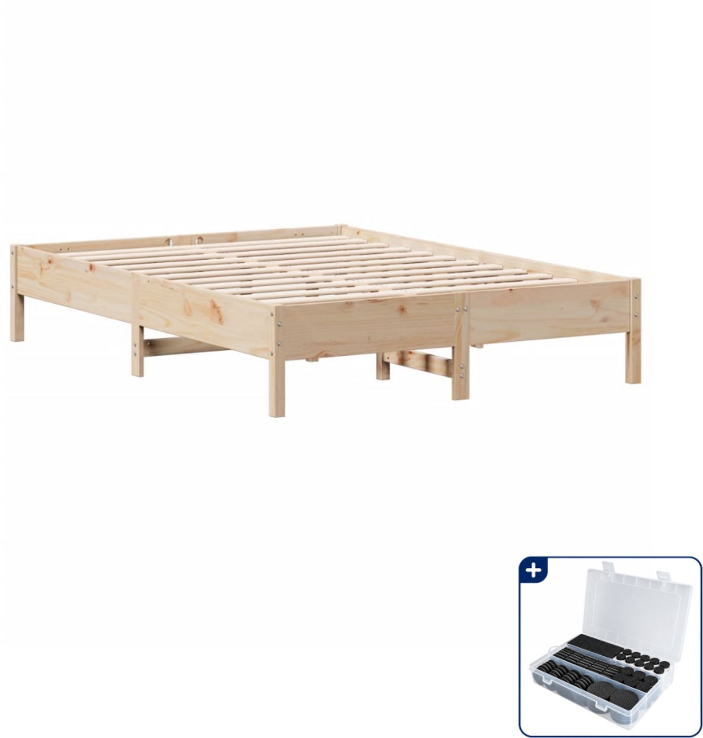 vidaXL bedframe - small double - 140 x 200 cm - massief grenenhout - Inclusief antikrasvilt 177-delig Bruin