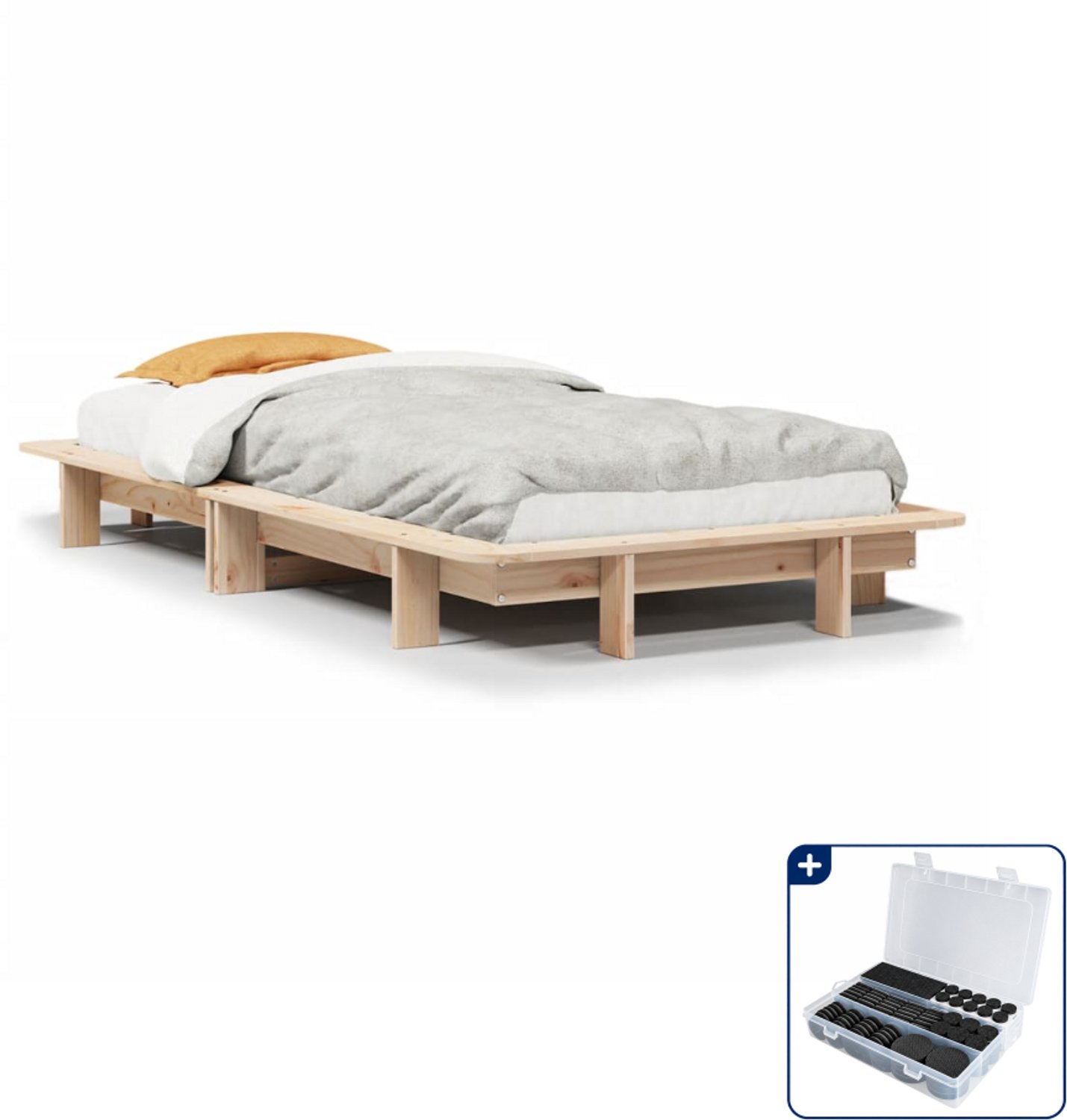 vidaXL bedframe - 100 x 200 cm - massief grenenhout - Inclusief antikrasvilt 177-delig Bruin