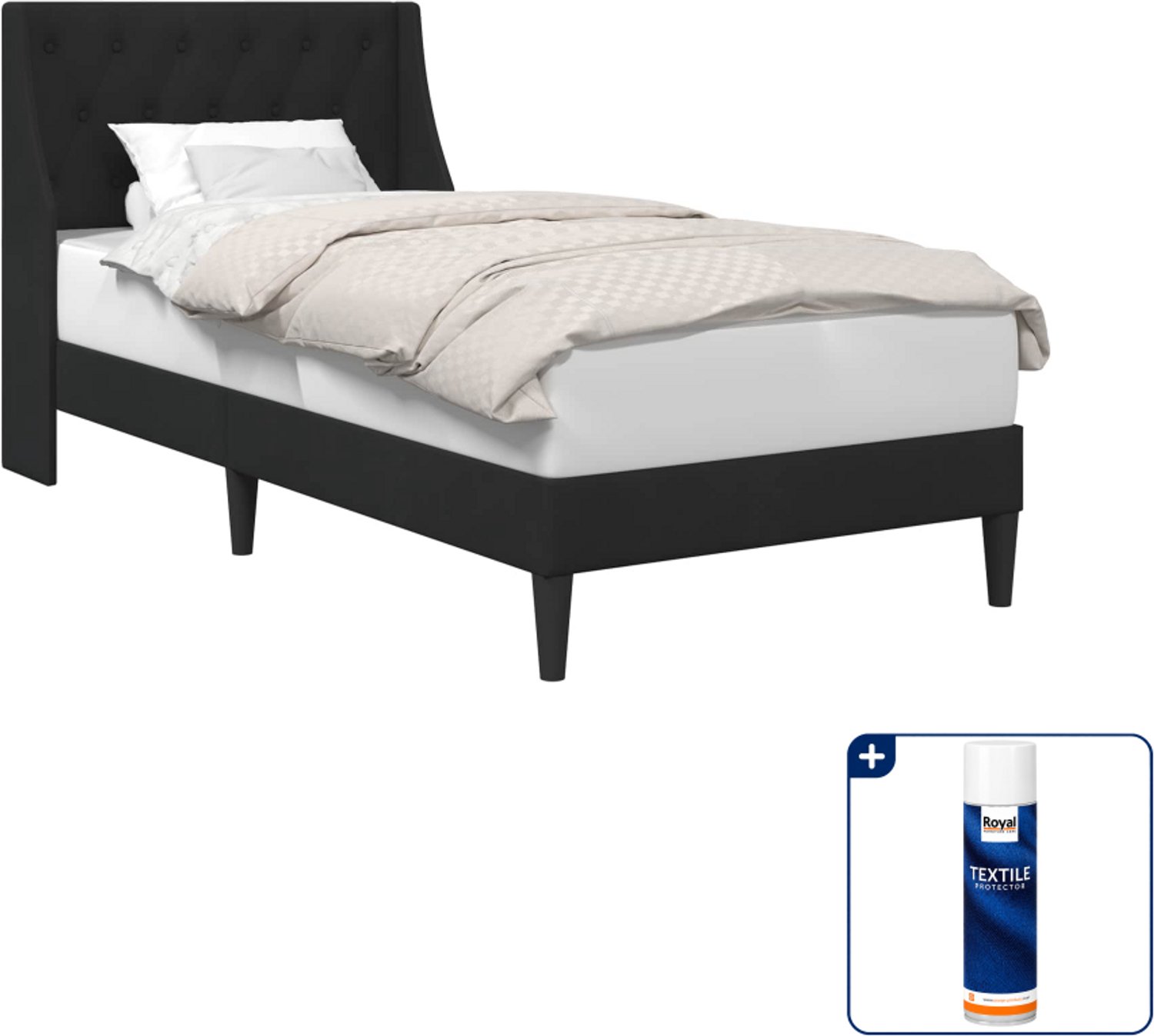 vidaXL bedframe - 80 x 200 cm - fluweel - zwart - Inclusief textielbeschermer 500 ml