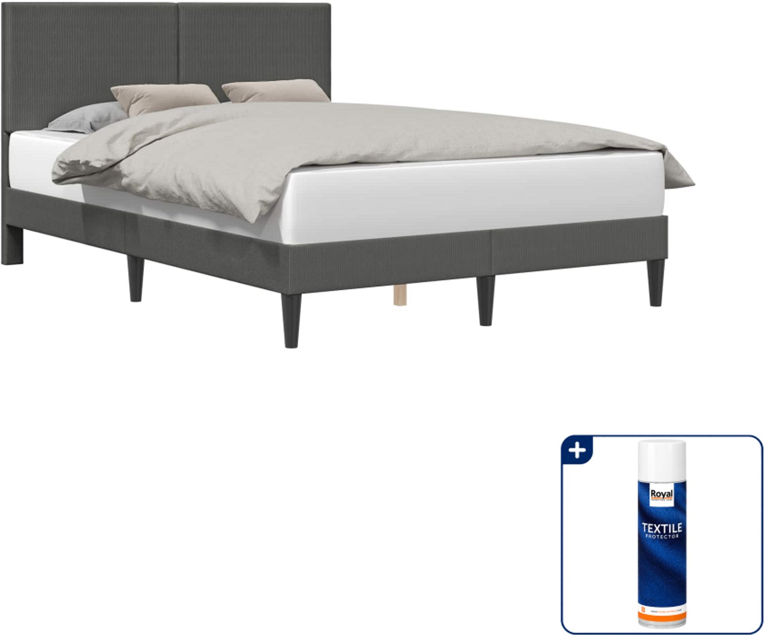 vidaXL bedframe 120 x 190 cm - katoen - donkergrijs - Inclusief textielbeschermer 500 ml Donker Grijn