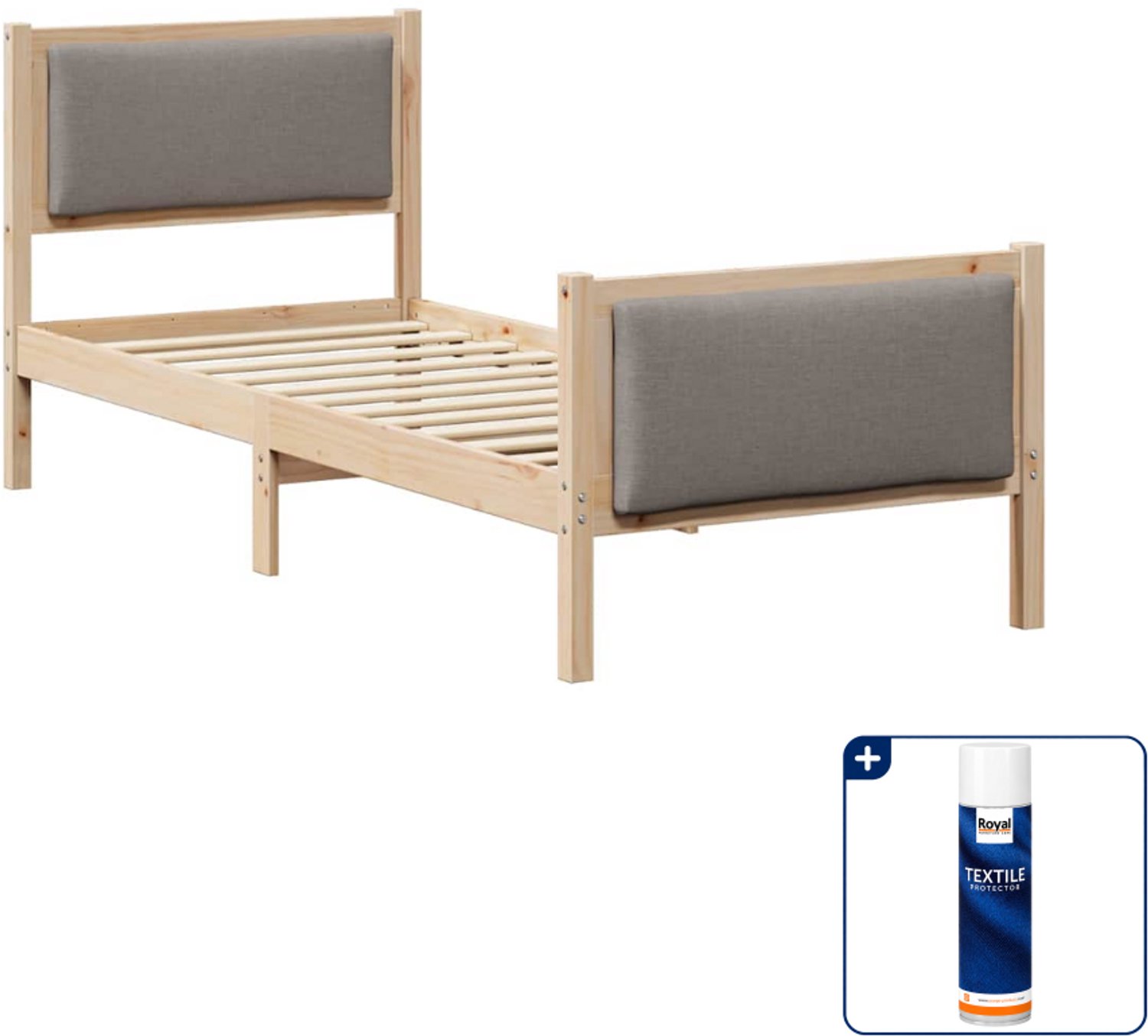 vidaXL Bedframe - 75 x 190 cm - taupe - Inclusief textielbeschermer 500 ml Bruin