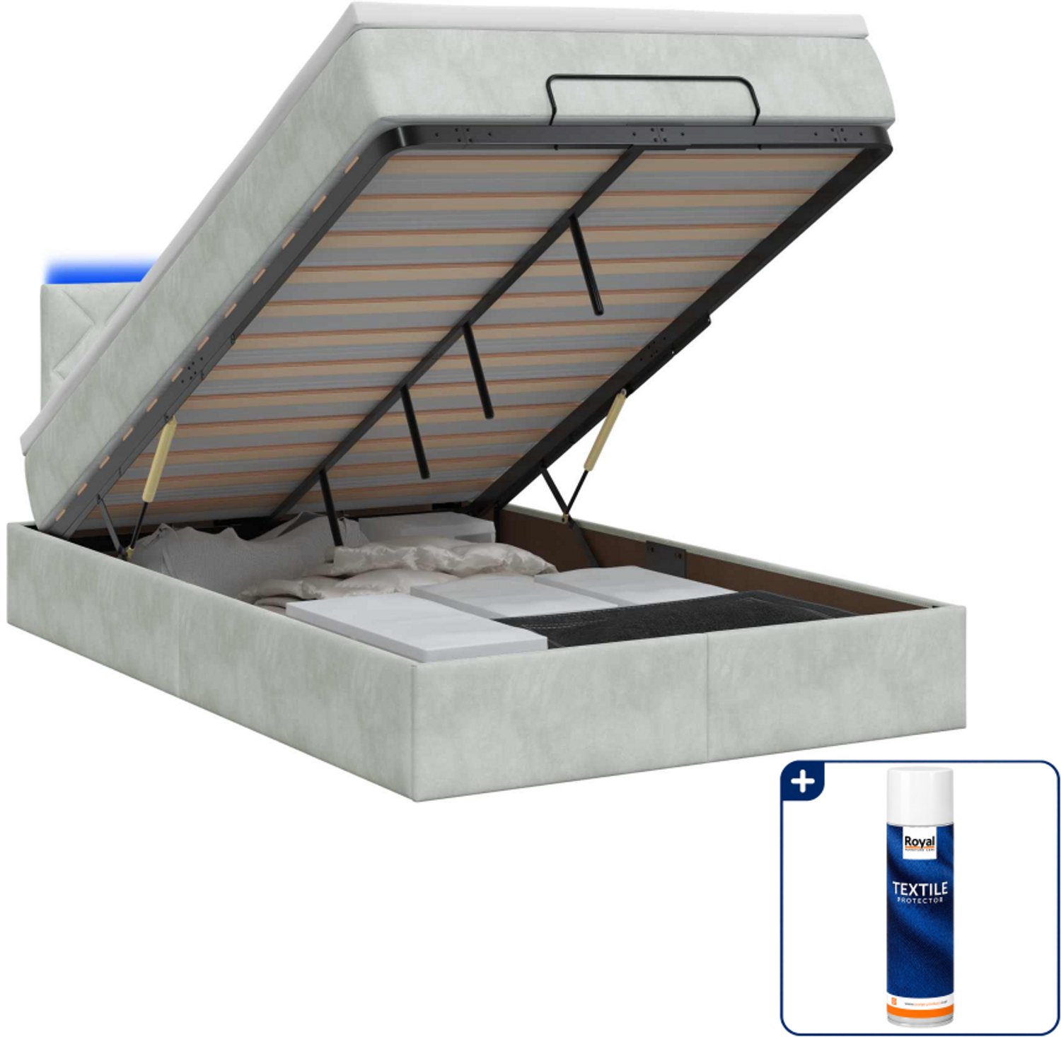 vidaXL ottoman bed - 120 x 200 cm - lichtgrijs - Inclusief textielbeschermer 500 ml