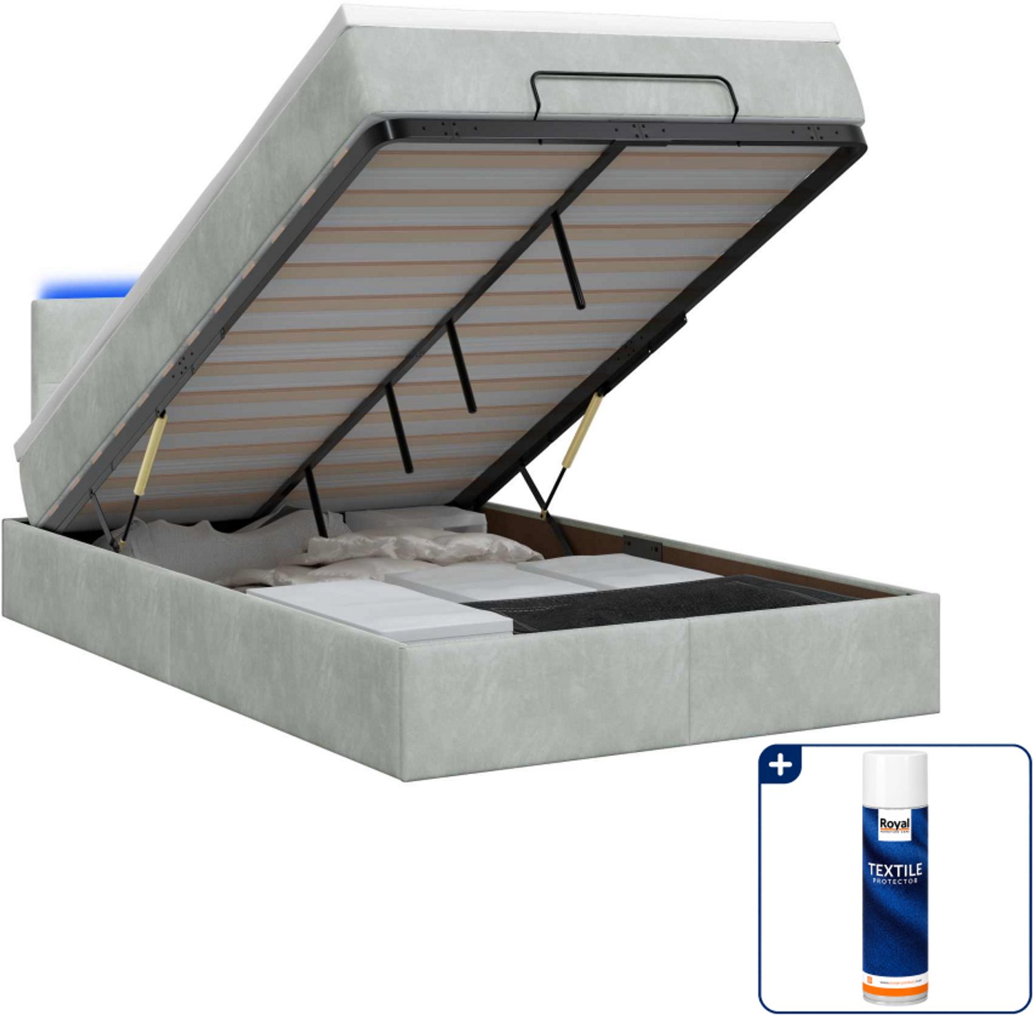 vidaXL ottoman bed - 120 x 190 cm - lichtgrijs - Inclusief textielbeschermer 500 ml