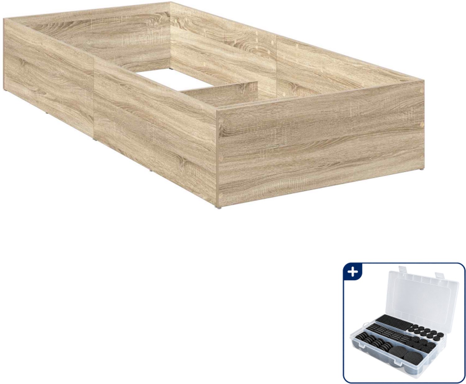 vidaXL bedombouw - 190 x 100 x 34 cm - bewerkt hout - sonoma eiken - Inclusief antikrasvilt 177-delig Bruin