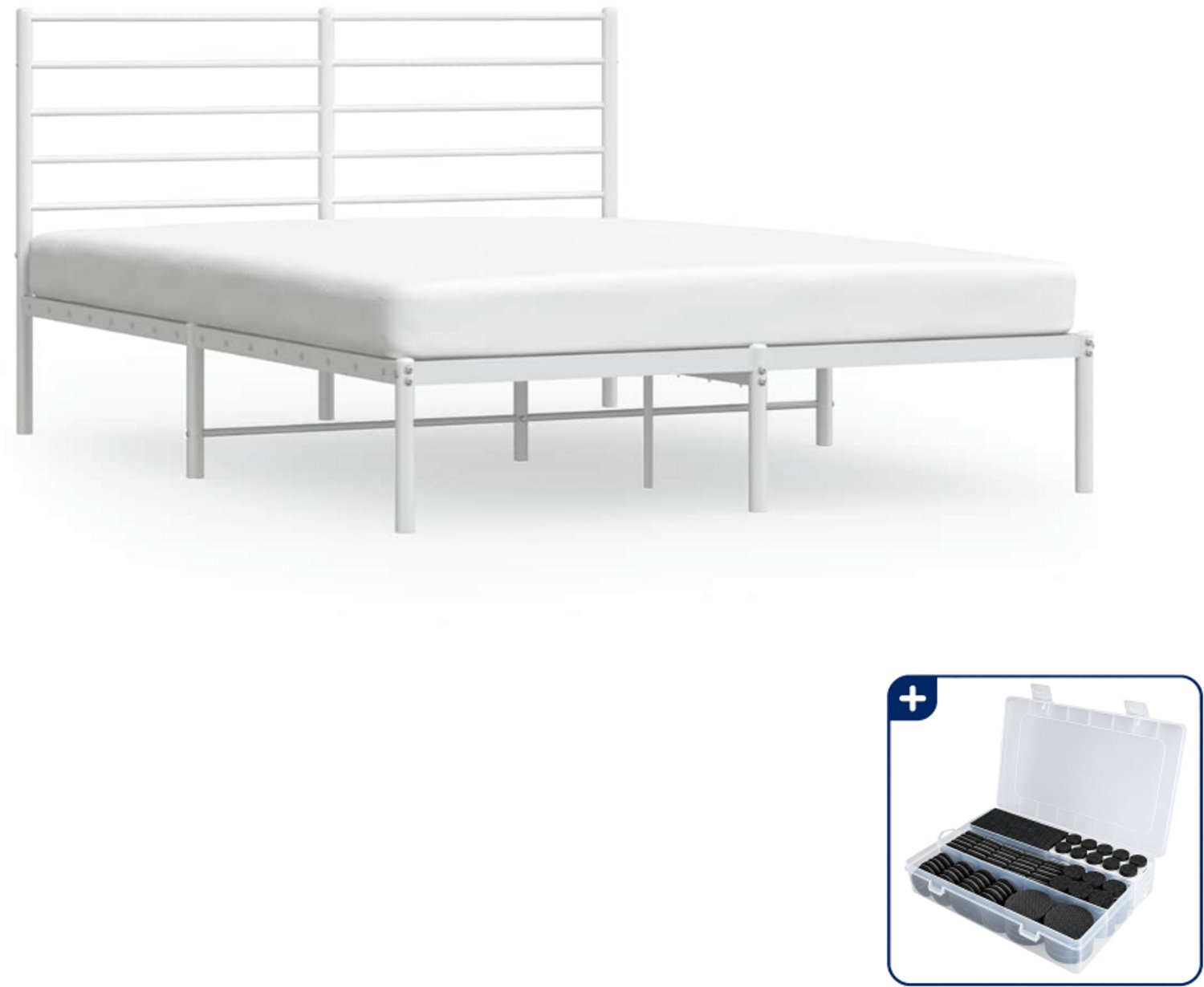vidaXL bedframe - 120 x 200 cm - metaal - wit - Inclusief antikrasvilt 177-delig