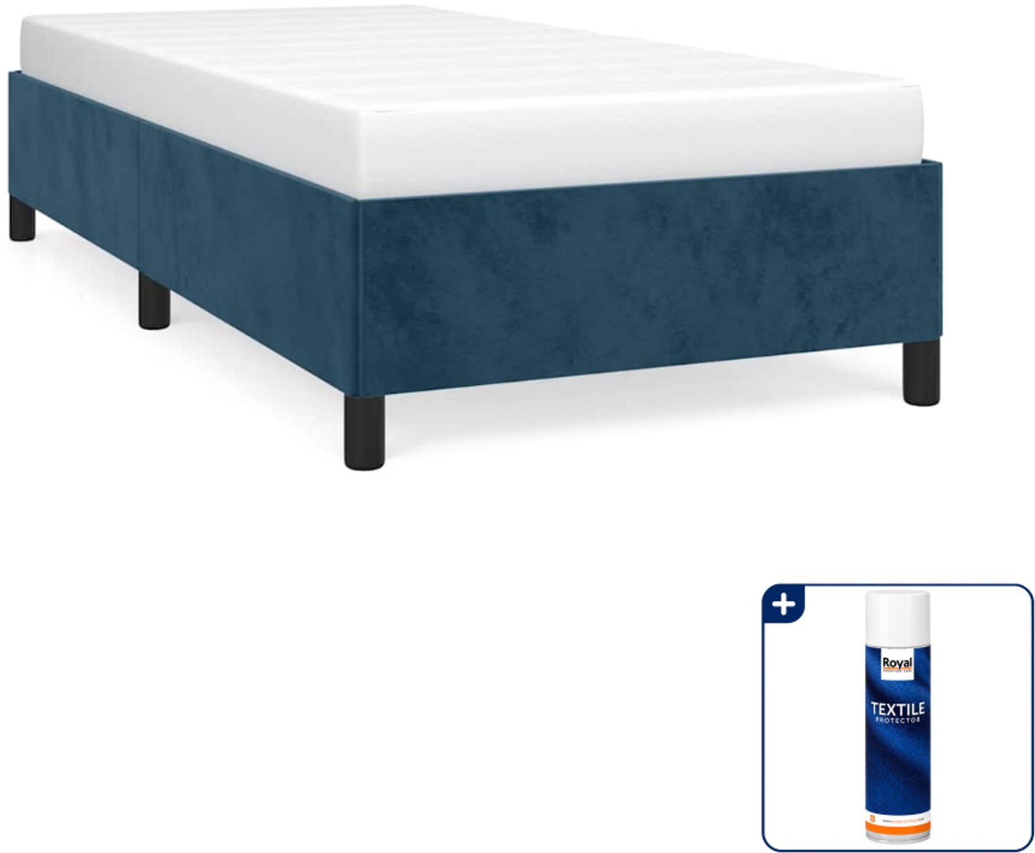 vidaXL Bedframe - 100 x 200 cm - fluweel - donkerblauw - Inclusief textielbeschermer 500 ml