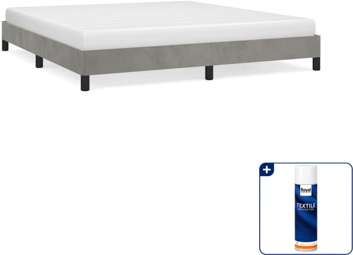 vidaXL Bedframe Kingsize 180 x 200 cm - fluweel - lichtgrijs - Inclusief textielbeschermer 500 ml