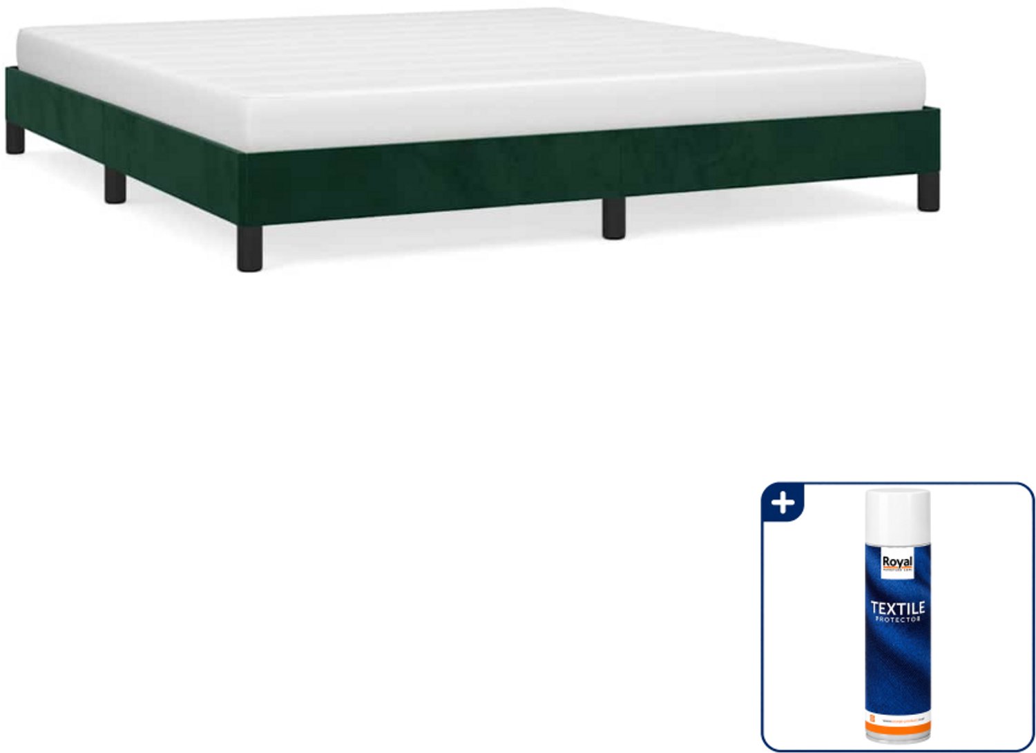 vidaXL Bedframe - Kingsize - 180 x 200 cm - fluweel - donkergroen - Inclusief textielbeschermer 500 ml