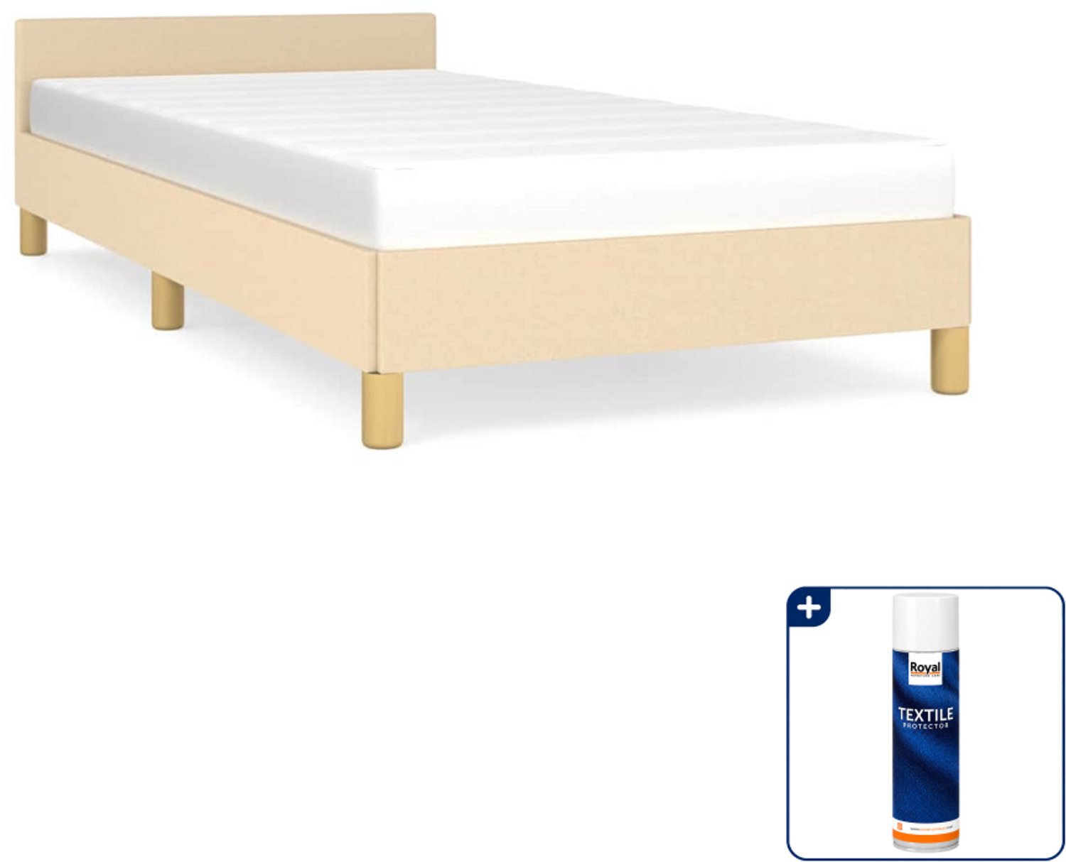 vidaXL Bedframe - 100 x 200 cm - stof - crèmekleurig - Inclusief textielbeschermer 500 ml