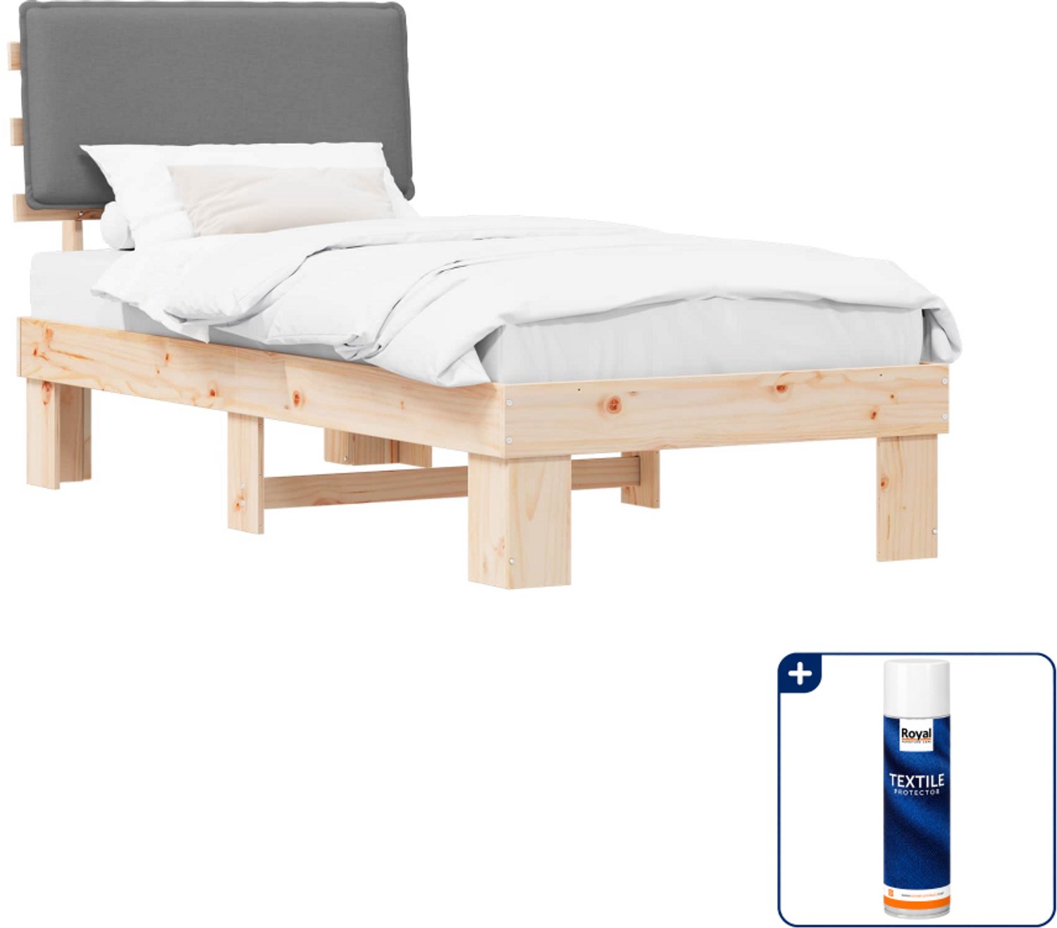 vidaXL bedframe - 100 x 200 cm - lichtgrijs - Inclusief textielbeschermer 500 ml
