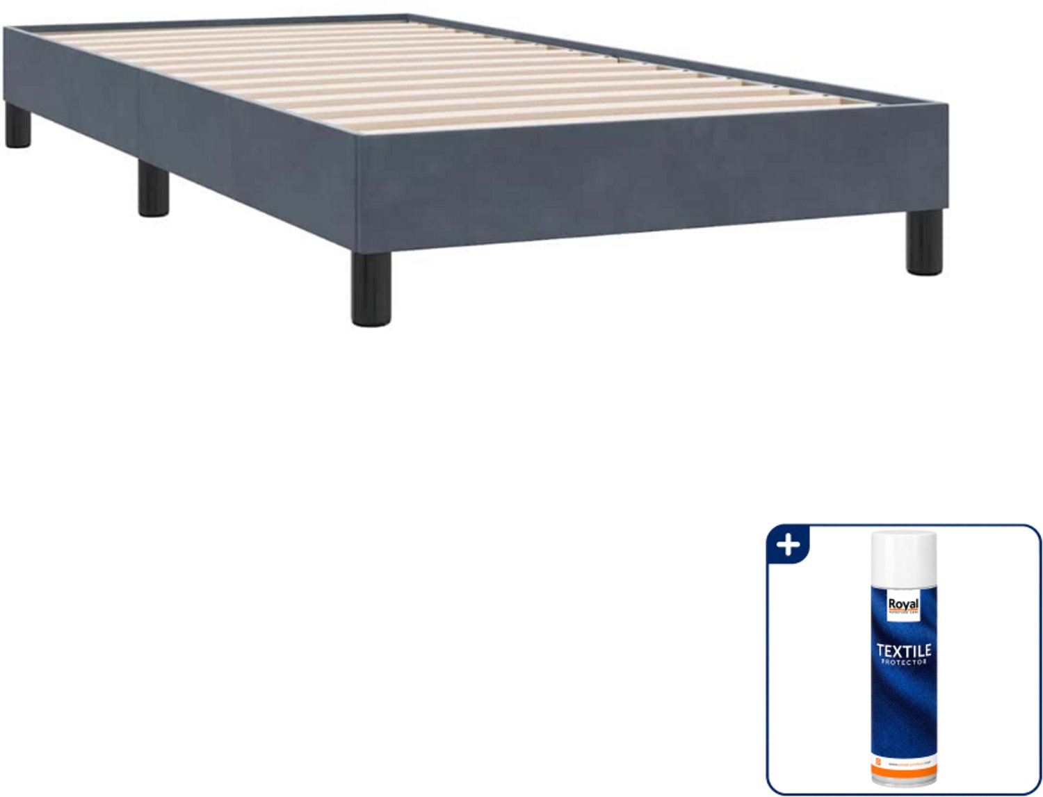 vidaXL bedframe - 80 x 210 cm - fluweel - donkergrijs - Inclusief textielbeschermer 500 ml
