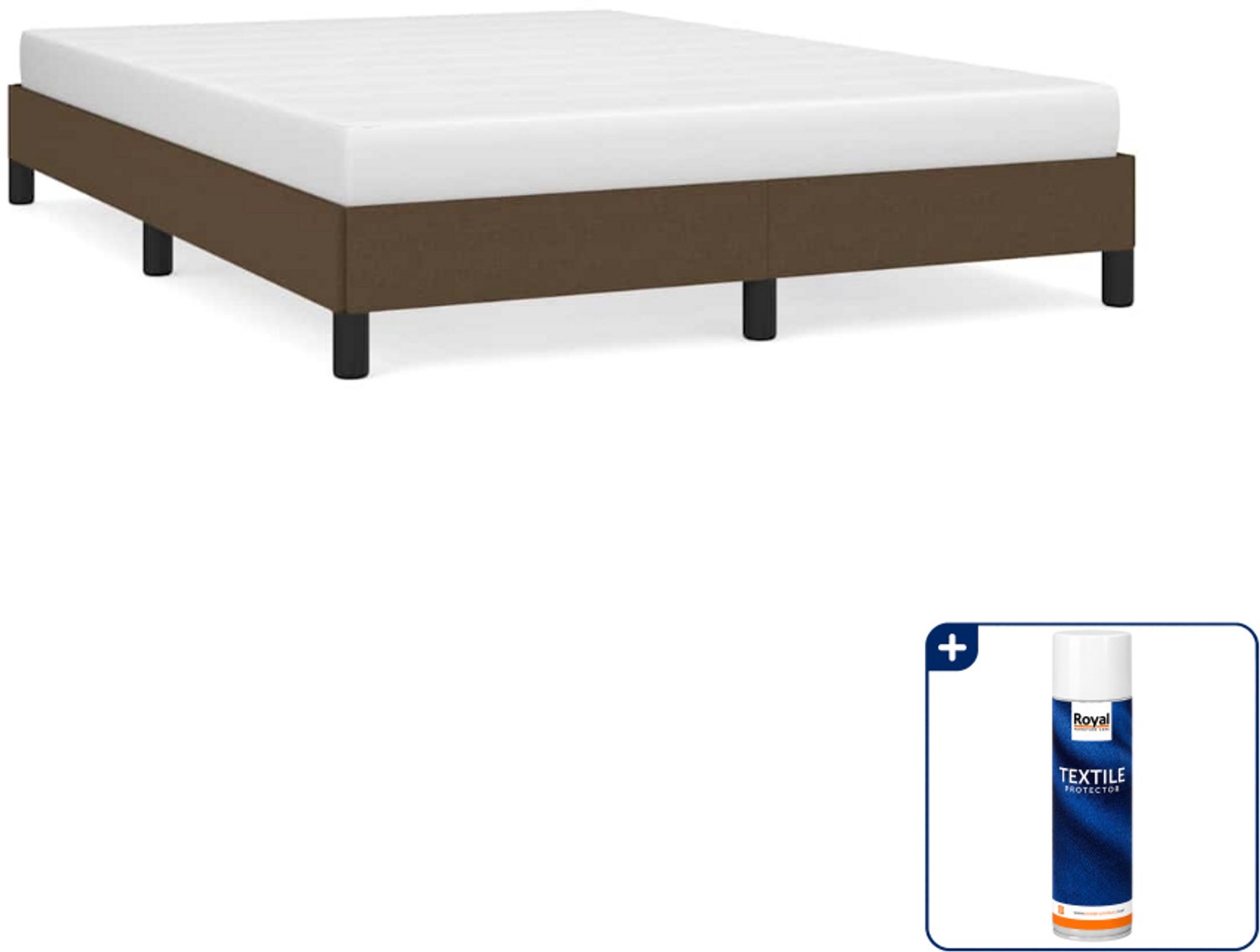 vidaXL bedframe Small double - 140 x 200 cm - stof - donkerbruin - Inclusief textielbeschermer 500 ml