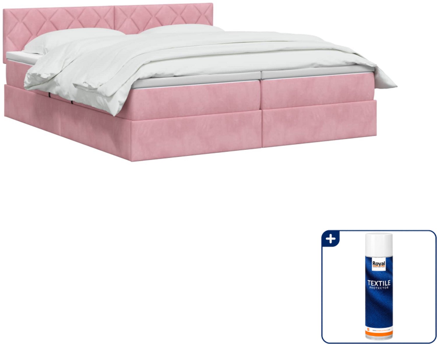 vidaXL opslagbed - Kingsize 180 x 200 cm - fluweel - roze - Inclusief textielbeschermer 500 ml