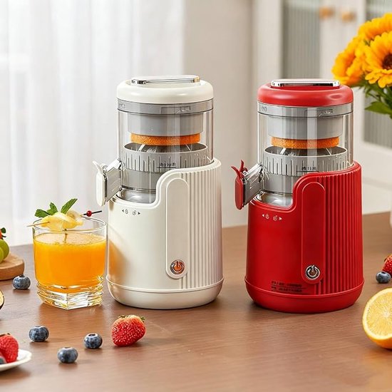 Elektrische citruspers – Draagbare, via USB oplaadbare citroenpers – Bediening met één druk op de knop – Hoge sapopbrengst – Wit – 23,5 × 11 × 11 cm — afbeelding 3