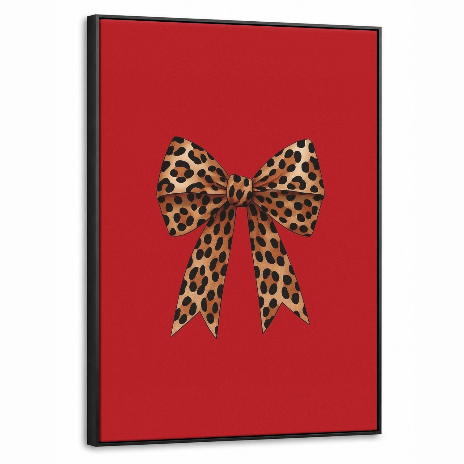 Canvas Schilderij met Baklijst 50x70cm - Strik - Sierlijk - Panter - Rood - Muurdecoratie woonkamer - Slaapkamer decoratie - Kamer accessoires - Schilderijen op canvas met lijst