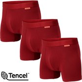Undiemeister Boxershorts Heren - 3-Pack - Naadloos Ondergoed - Onderbroeken - Tencel - Reef Clay (Donkerrood) - Maat M