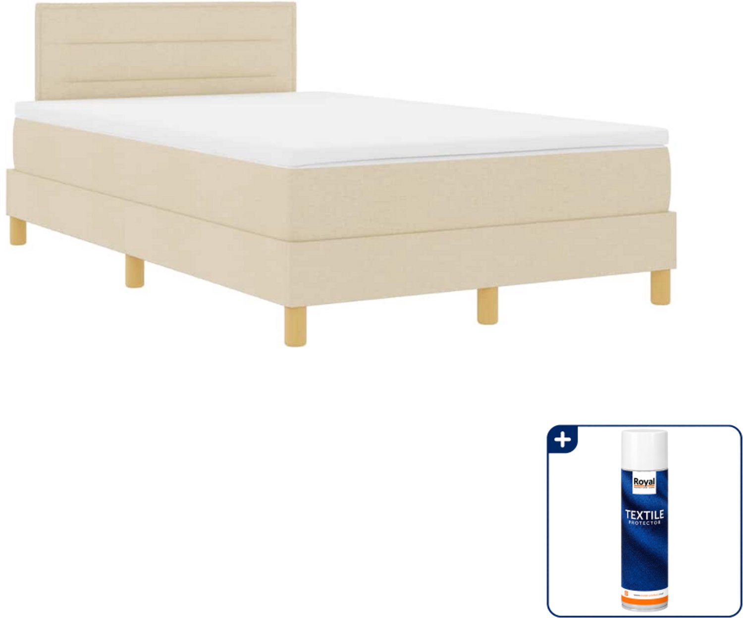 vidaXL boxspring - 120 x 200 cm - crème - Inclusief textielbeschermer 500 ml