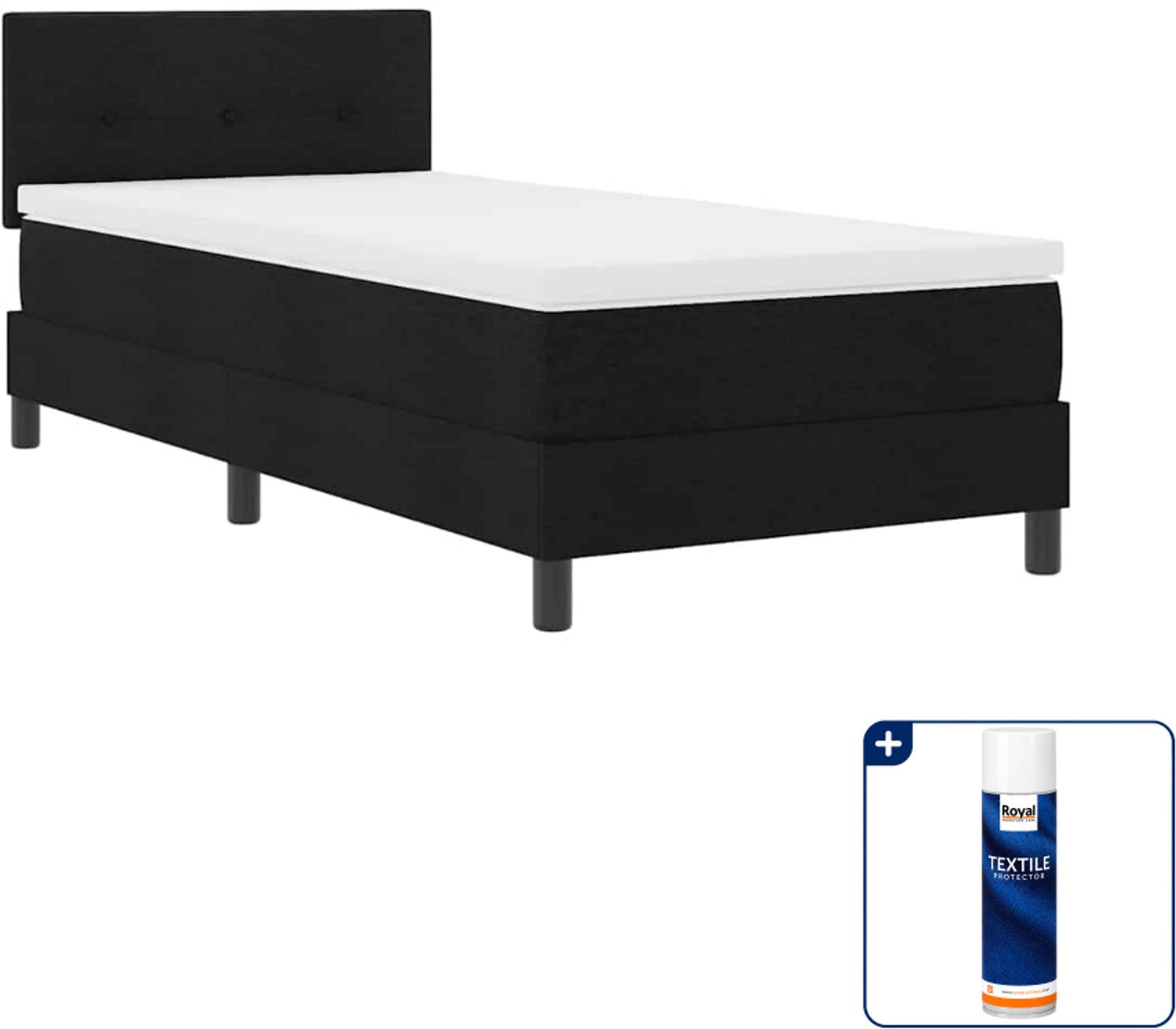 vidaXL boxspring - 90 x 190 cm - zwart - Inclusief textielbeschermer 500 ml