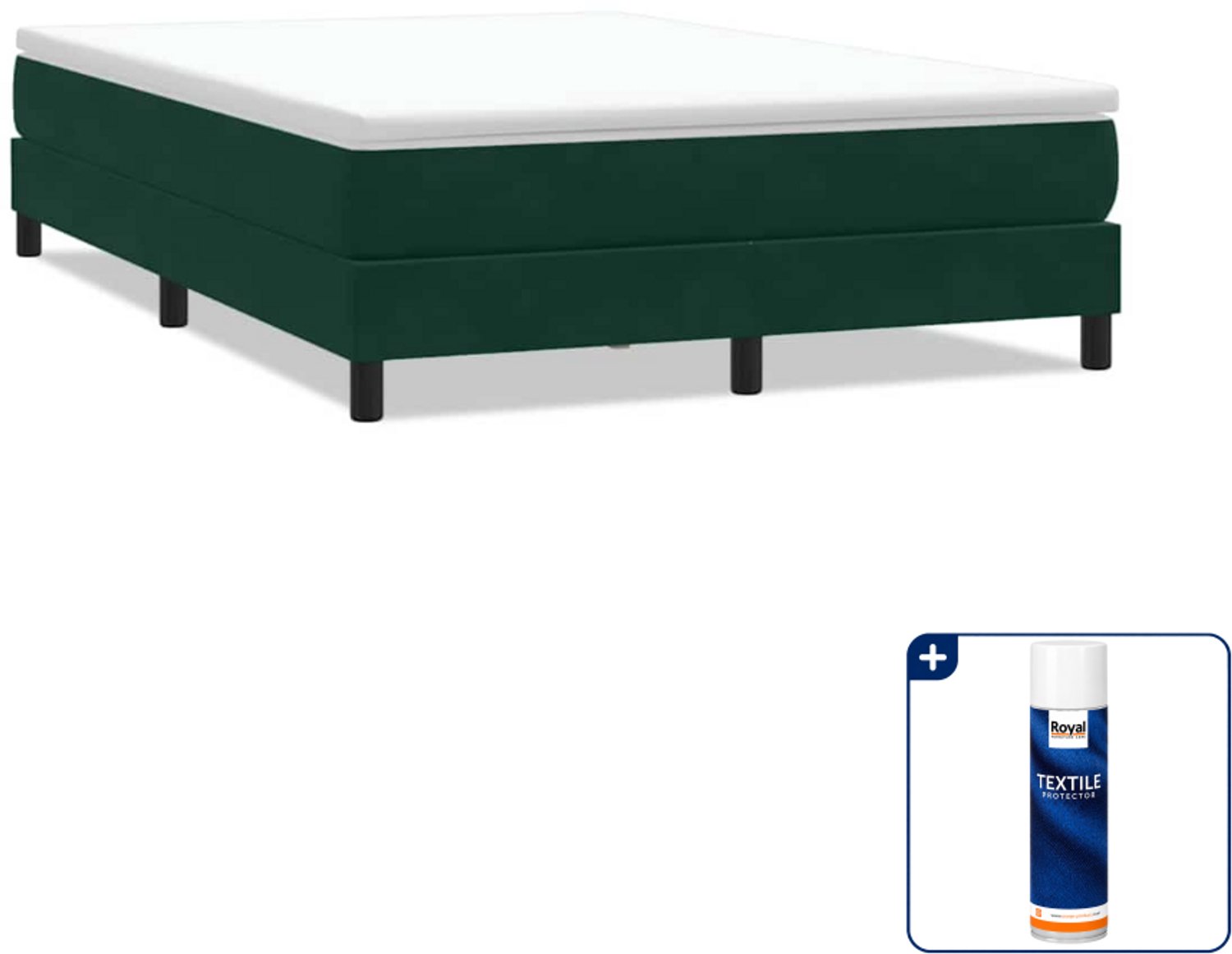 vidaXL boxspring Small double - 140 x 210 cm - fluweel - donkergroen - Inclusief textielbeschermer 500 ml