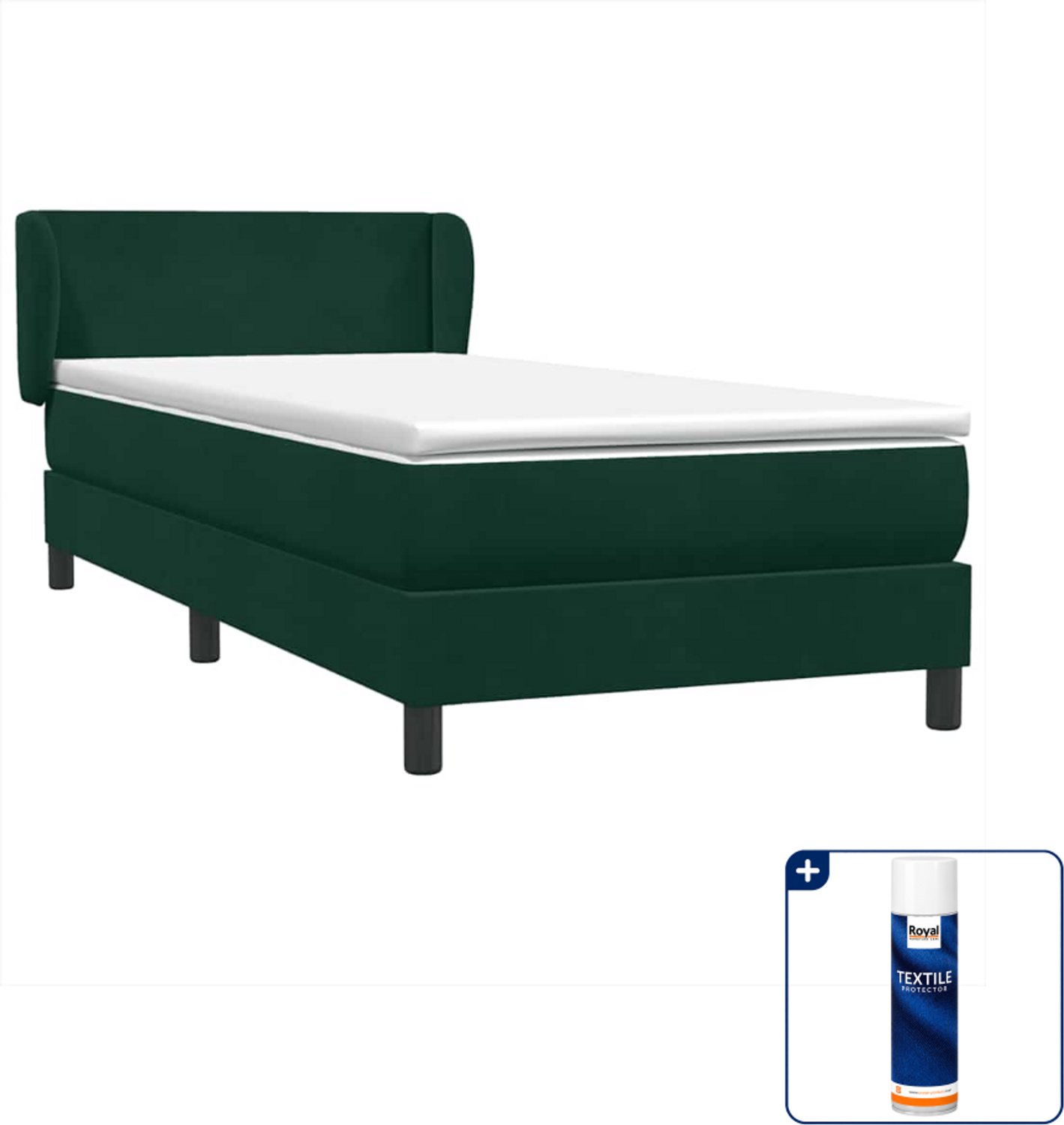vidaXL boxspring met matras 80 x 220 cm - fluweel - donkergroen - Inclusief textielbeschermer 500 ml Bruin