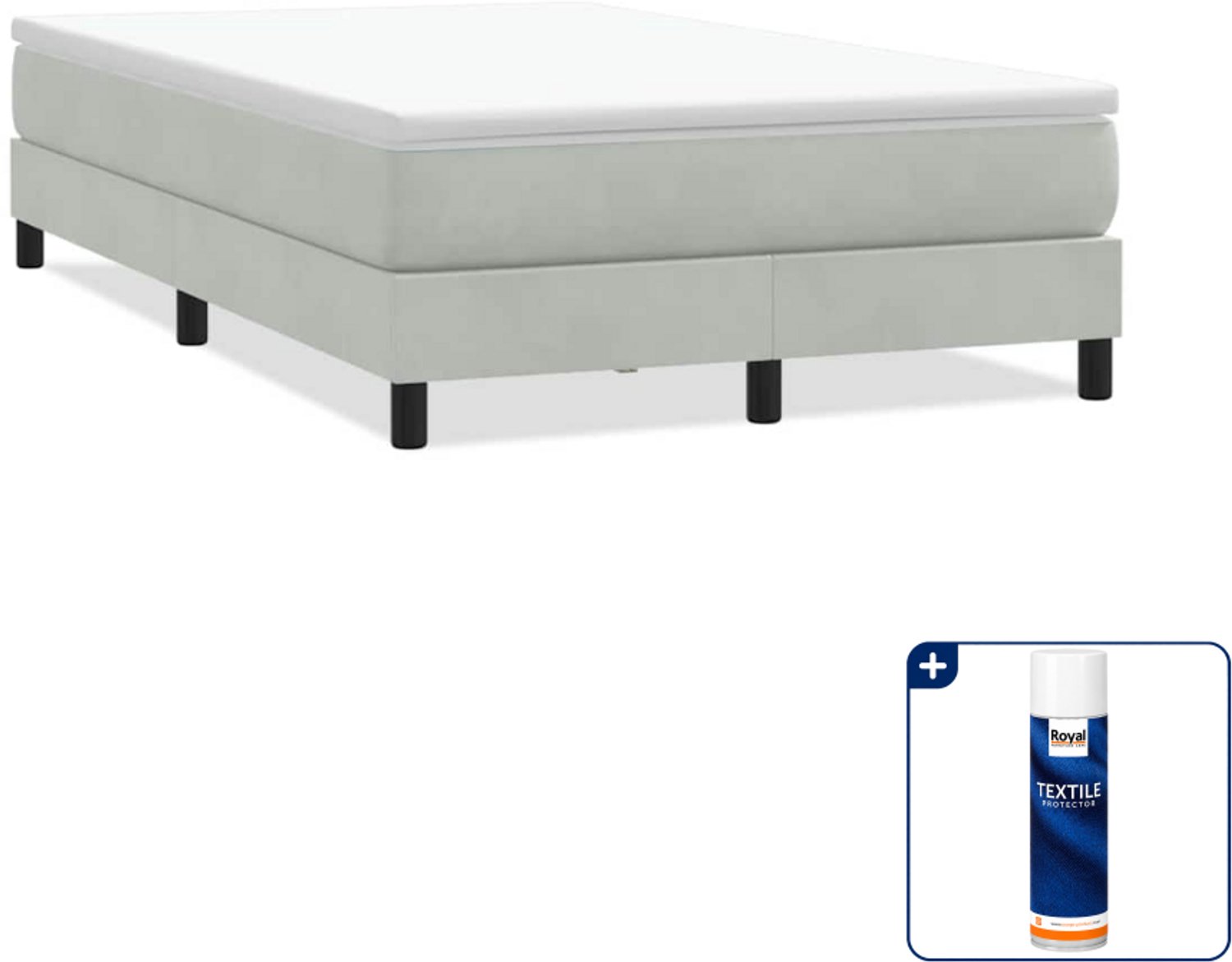 vidaXL boxspring 120 x 220 cm - fluweel - lichtgrijs - Inclusief textielbeschermer 500 ml Bruin