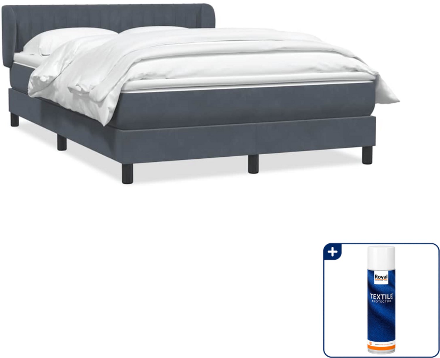 vidaXL boxspring - Queensize - 160 x 210 cm - donkergrijs - Inclusief textielbeschermer 500 ml Bruin