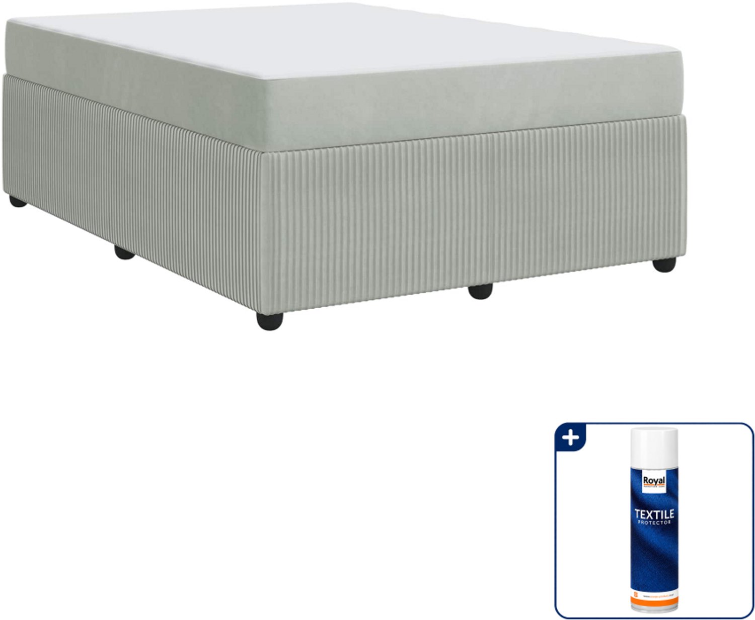 vidaXL bed Queensize - 160 x 200 cm - lichtgrijs - Inclusief textielbeschermer 500 ml