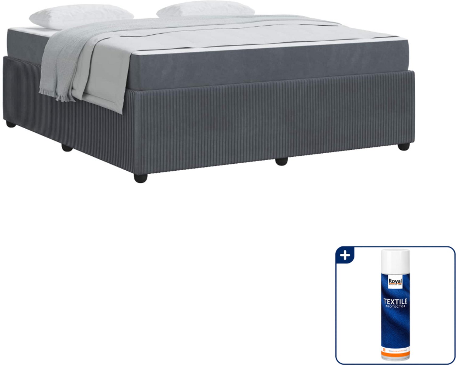 vidaXL Bedframe - Kingsize - 180 x 200 cm - donkergrijs - Inclusief textielbeschermer 500 ml