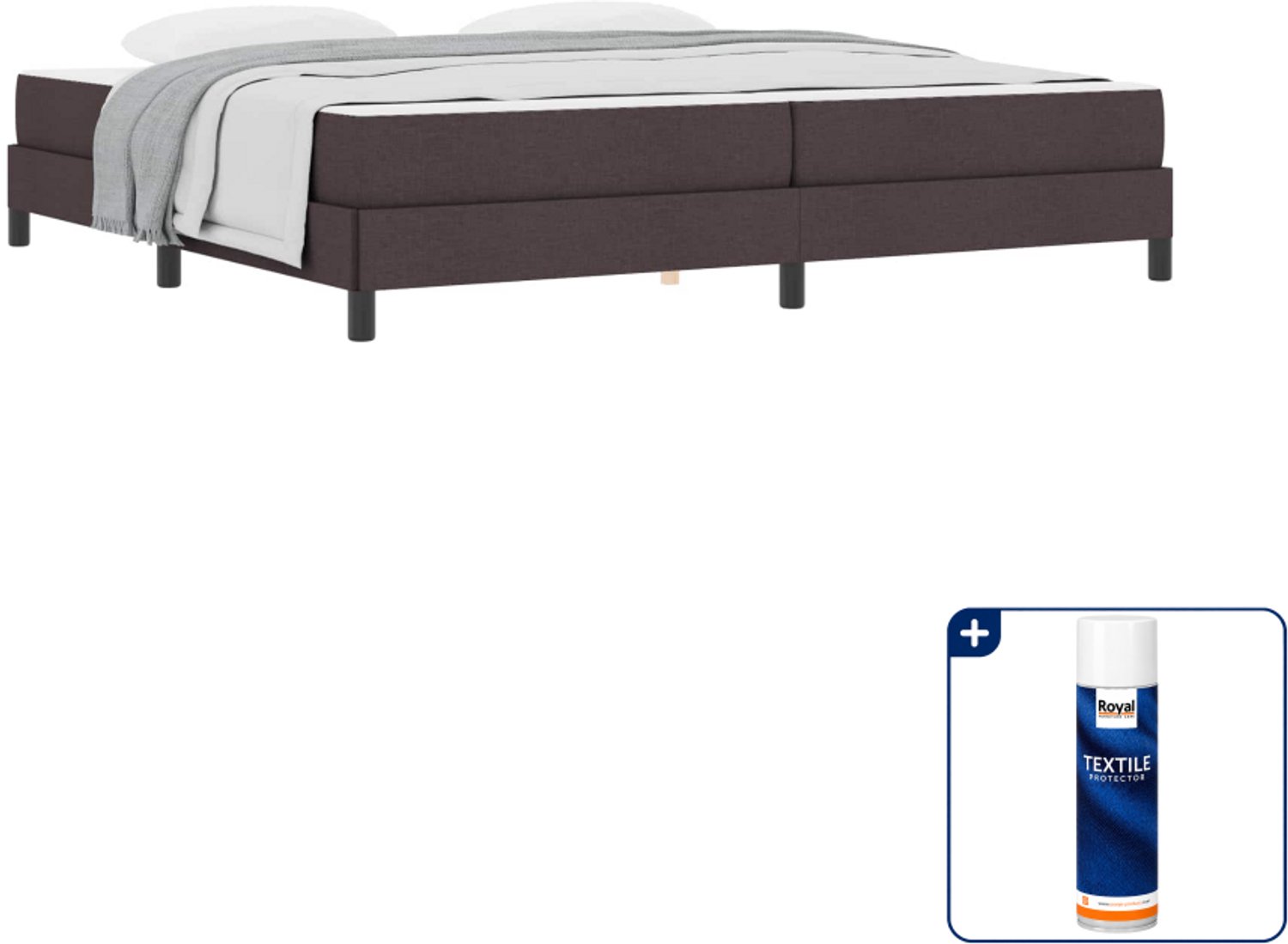 vidaXL boxspringbed - 200 x 200 cm - donkerbruin - Inclusief textielbeschermer 500 ml