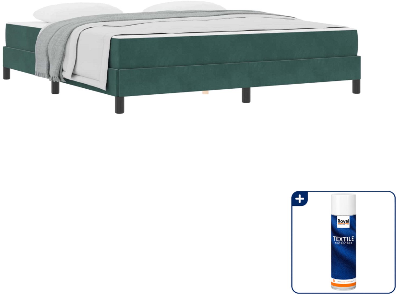 vidaXL Kingsize boxspringbed met matras - 180 x 200 cm - donkergroen - Inclusief textielbeschermer 500 ml