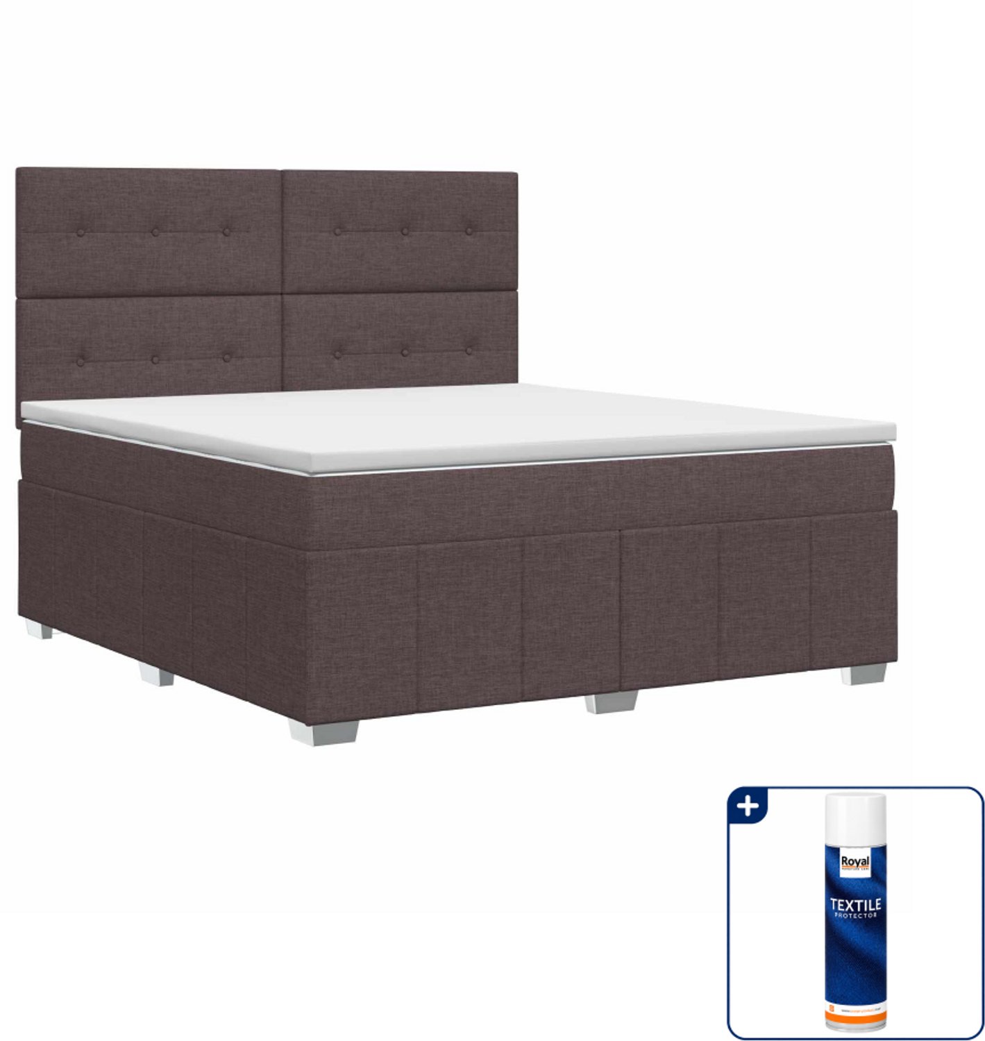 vidaXL boxspringbed - Small double - 140 x 200 cm - donkerbruin - Inclusief textielbeschermer 500 ml