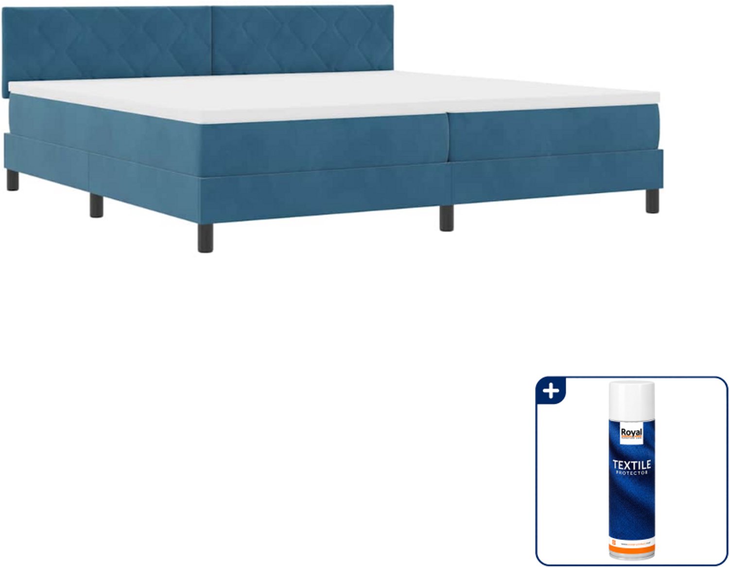 vidaXL LED boxspringbed - 200 x 200 cm - donkerblauw - Inclusief textielbeschermer 500 ml