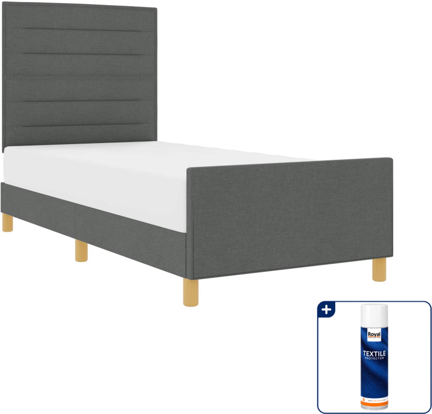 vidaXL Bedframe - 100 x 200 cm - stof - donkergrijs - Inclusief textielbeschermer 500 ml