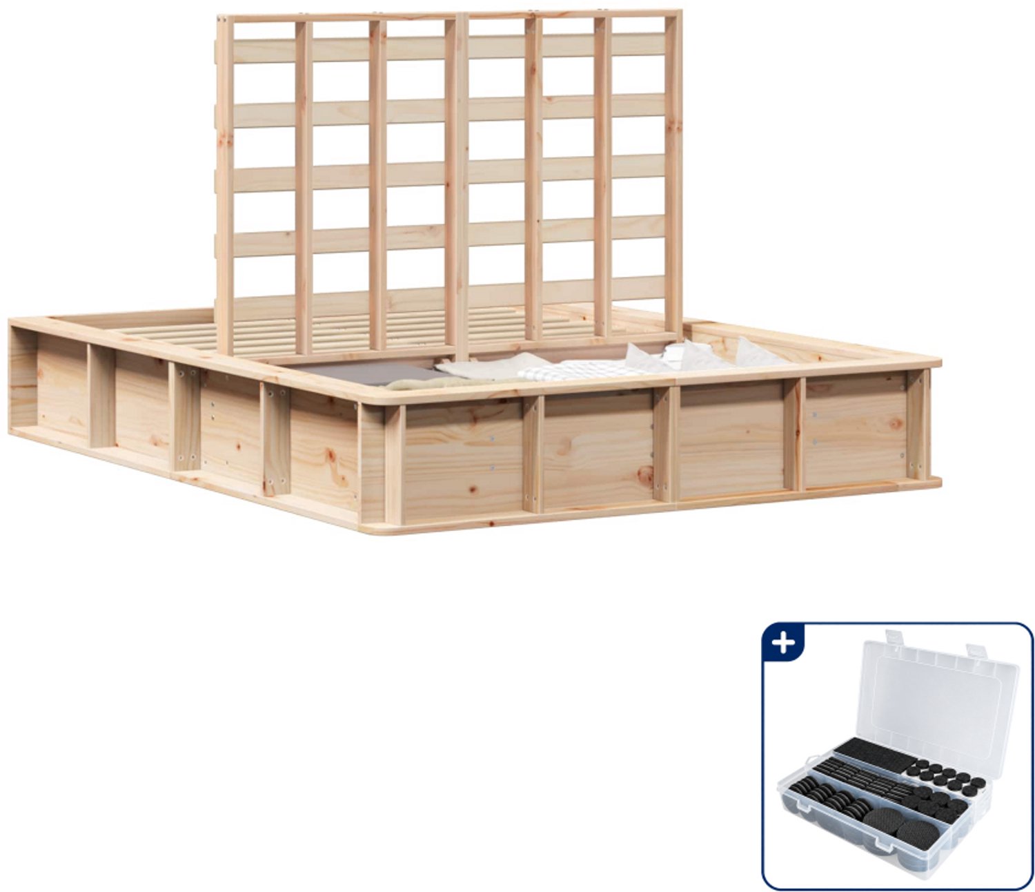 vidaXL bedframe - 135 x 190 cm - massief grenenhout - bruin - Inclusief antikrasvilt 177-delig