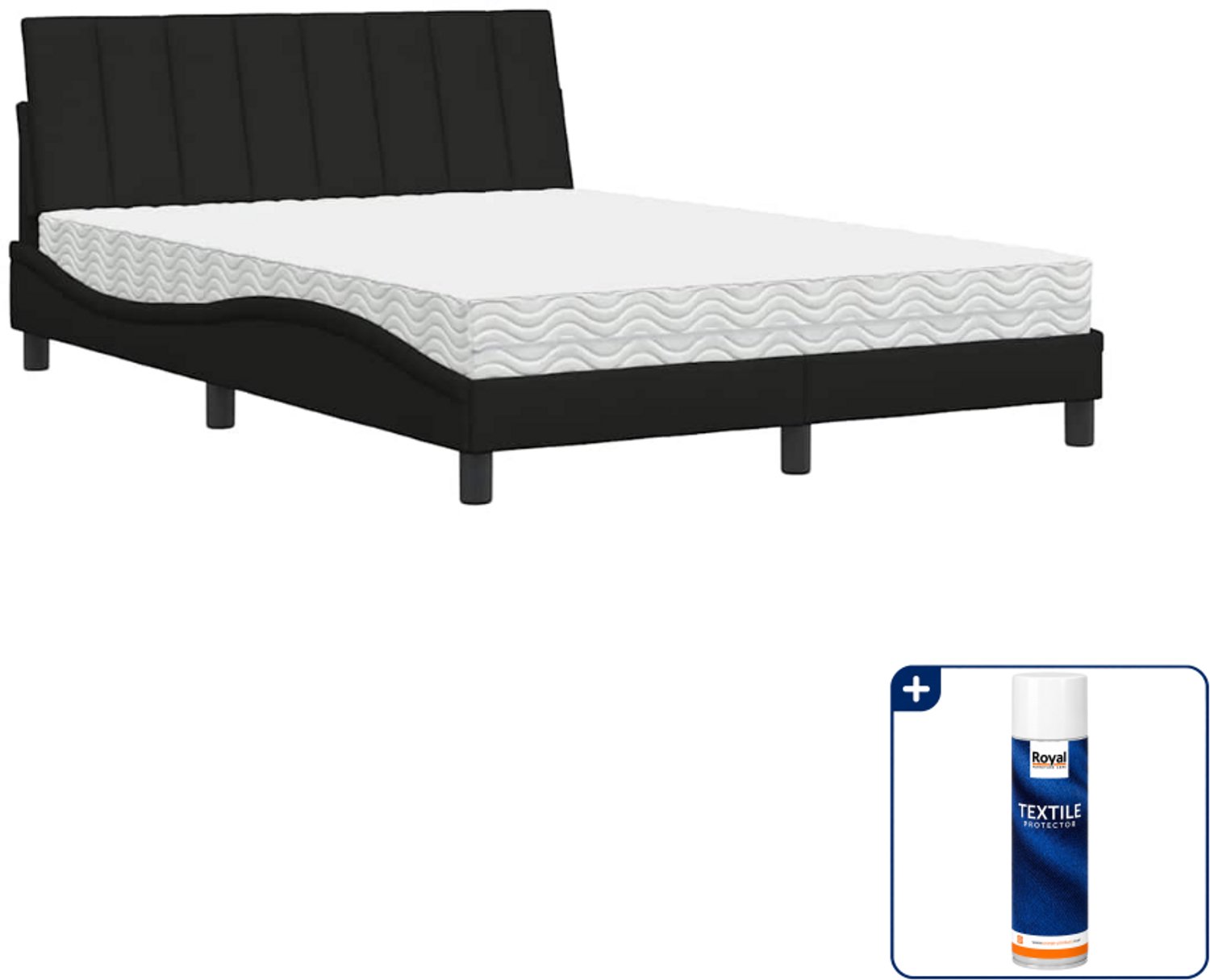 vidaXL Hanko bed met matras - 120 x 200 cm - zwart - Inclusief textielbeschermer 500 ml Taupe