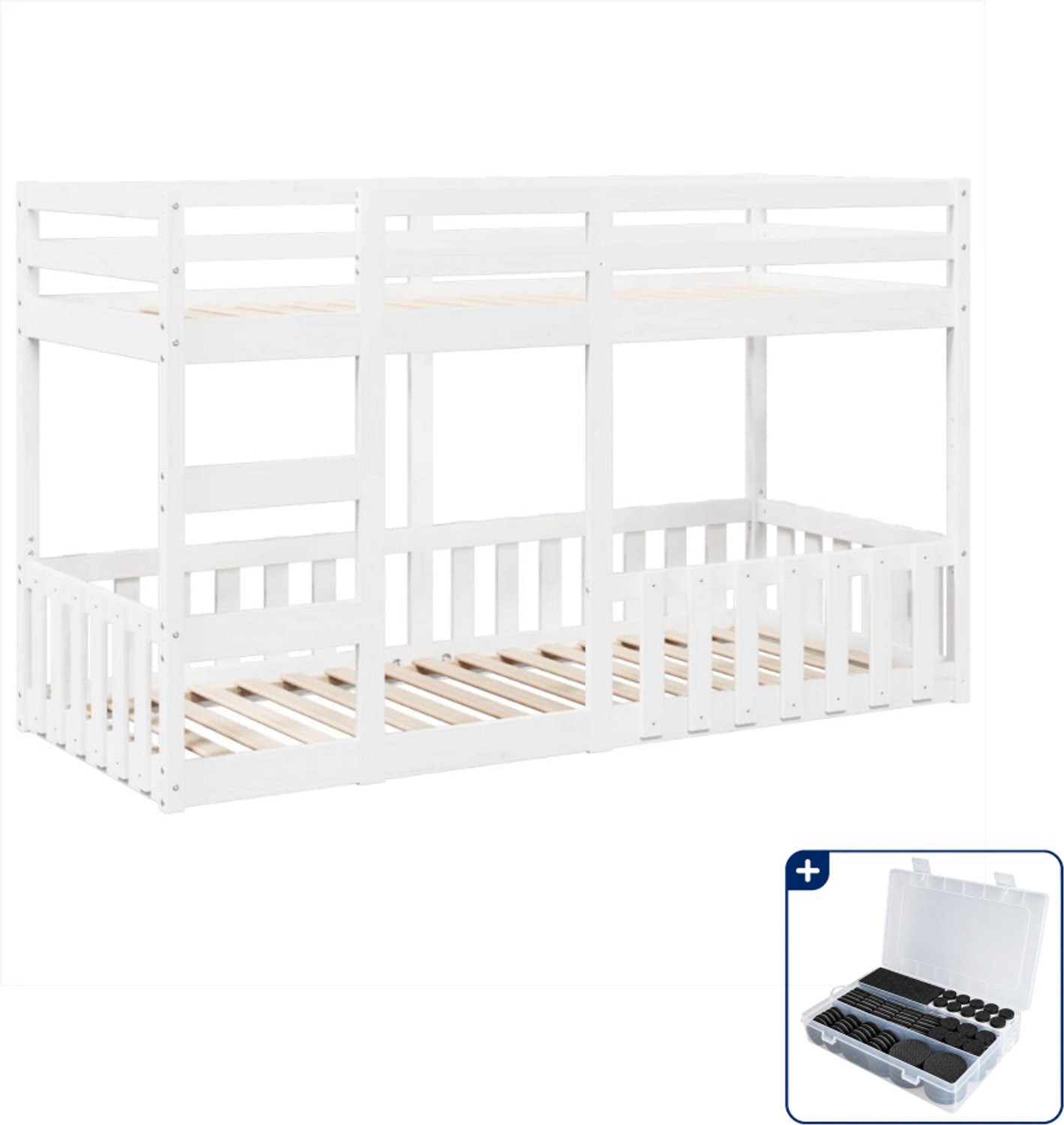 vidaXL stapelbed - 80 x 200 cm - massief grenenhout - wit - Inclusief antikrasvilt 177-delig